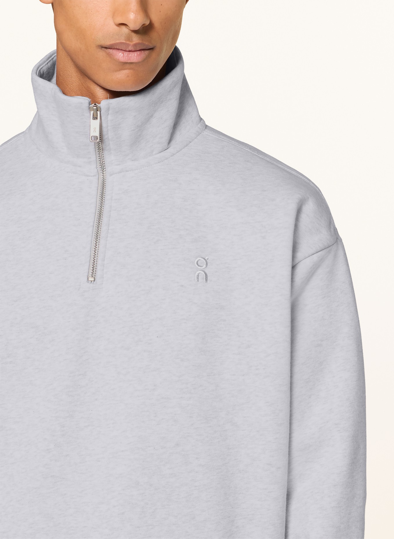 On Pull sweat col zippé: GRIS CLAIR