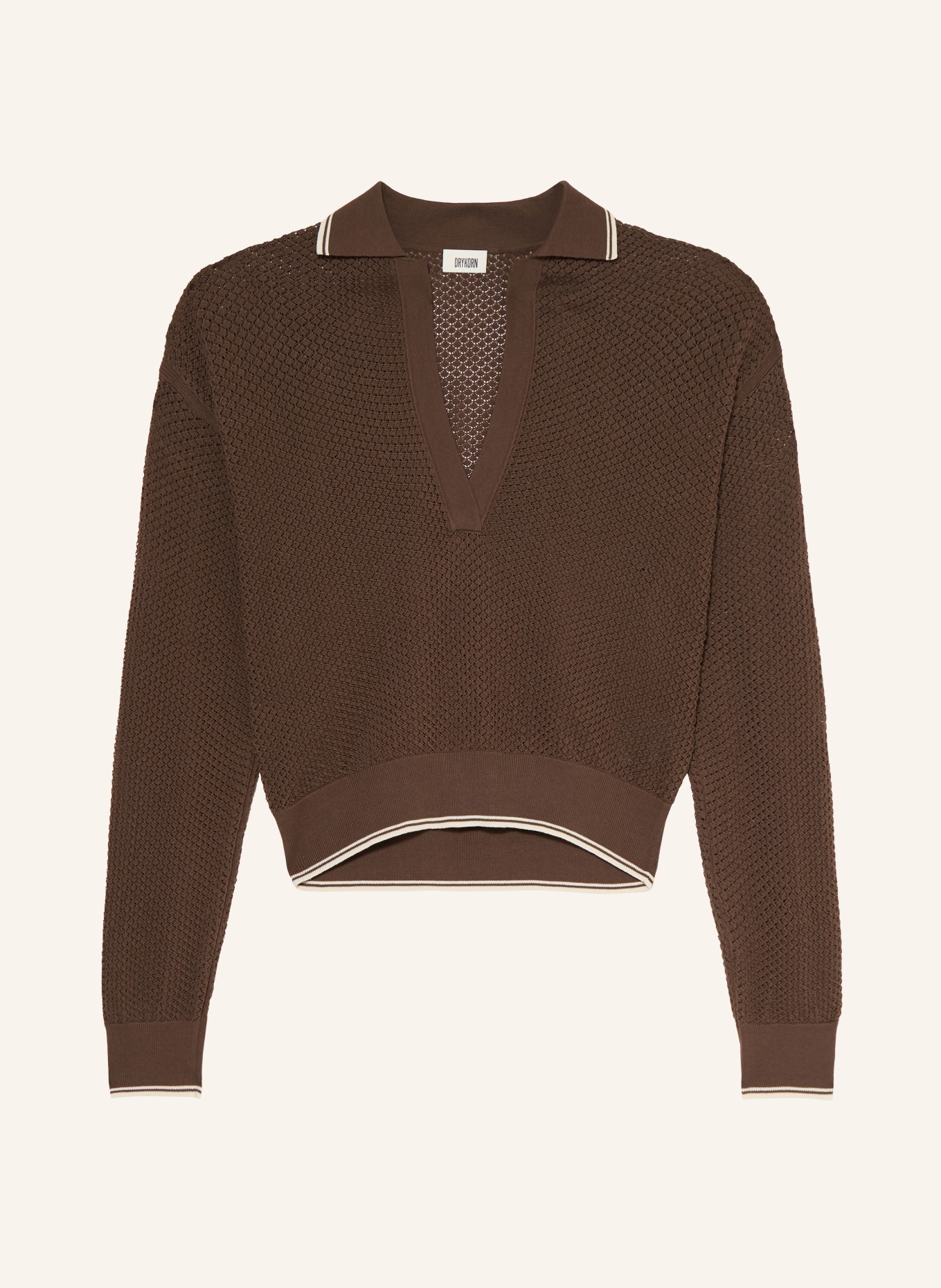 DRYKORN Strick-Poloshirt JORGIA: DUNKELBRAUN