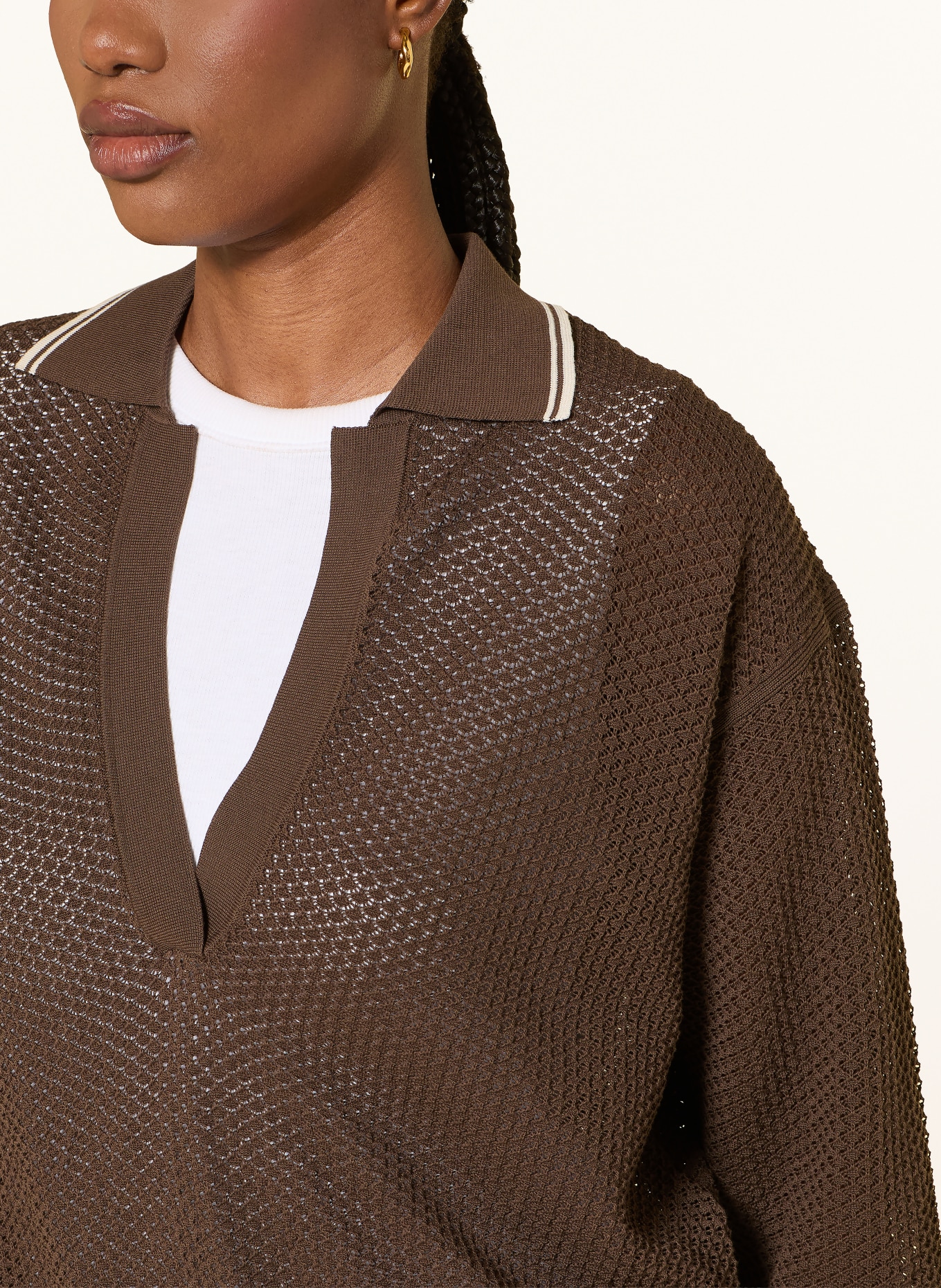 DRYKORN Strick-Poloshirt JORGIA: DUNKELBRAUN