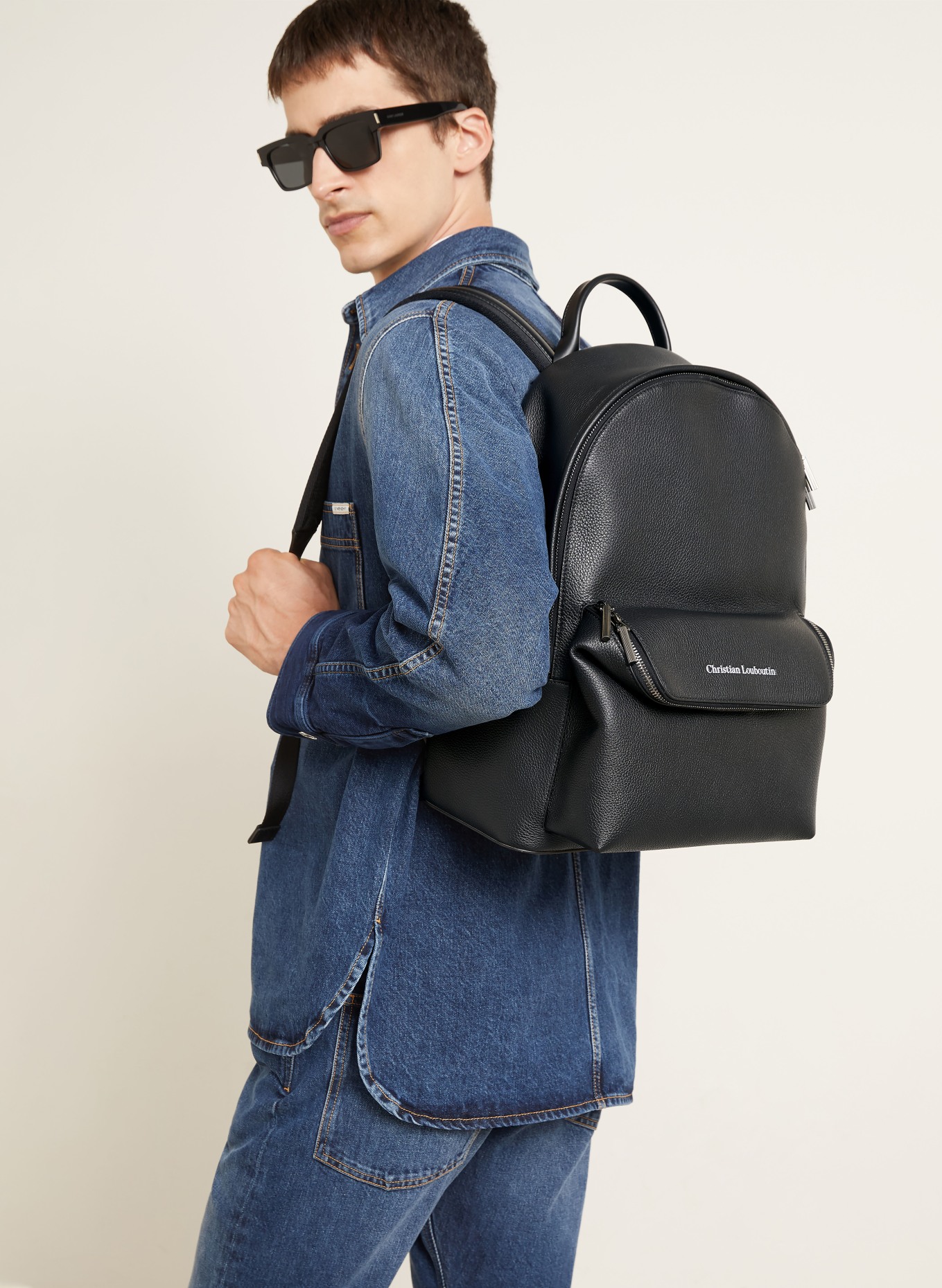 Christian Louboutin NOSTALGIC Backpack: BLACK / SILVER