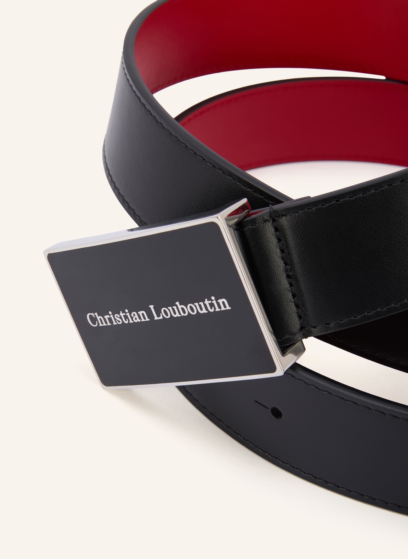 Christian Louboutin CANOPY Leather belt: BLACK / SILVER