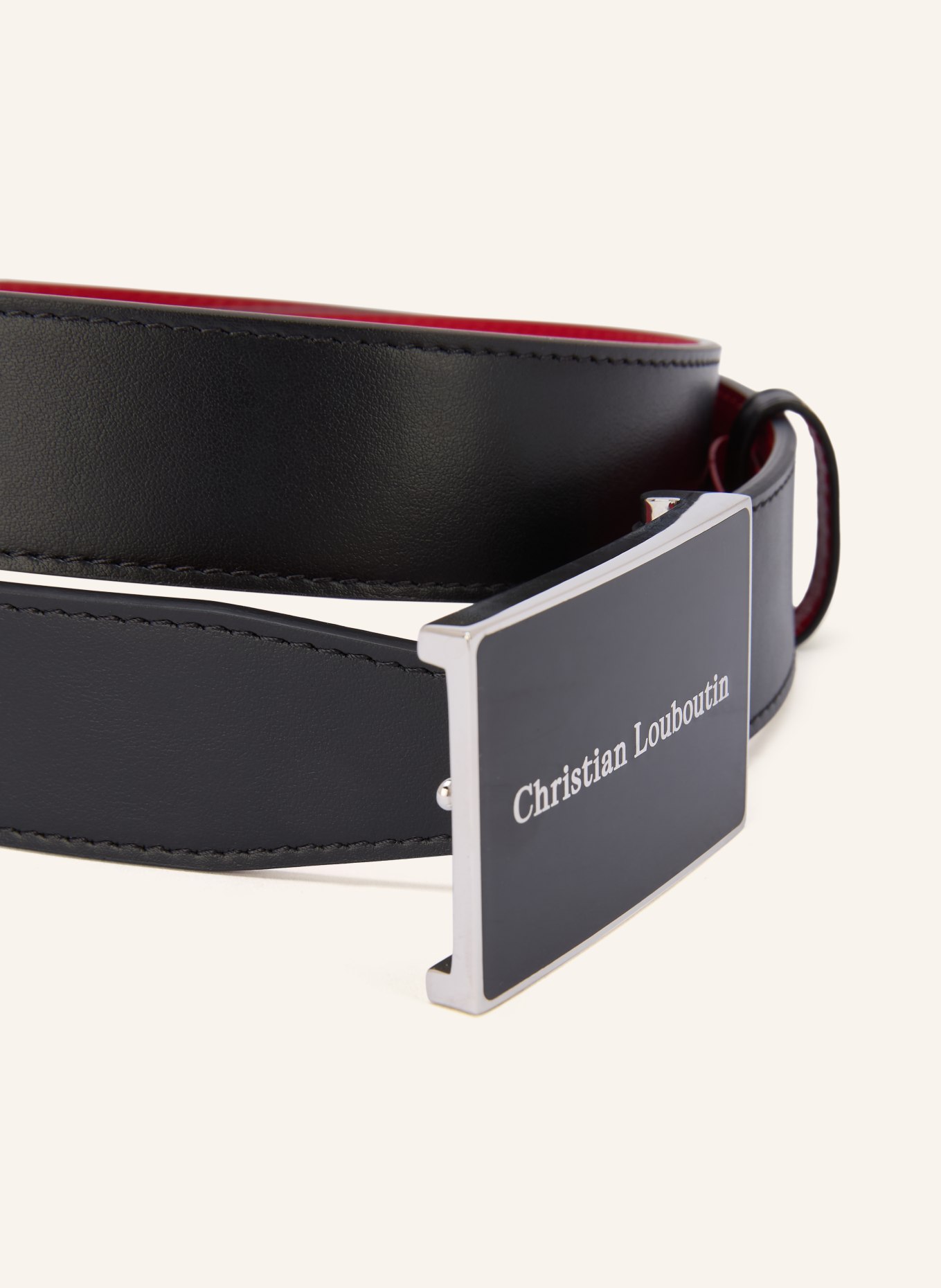 Christian Louboutin CANOPY Leather belt: BLACK / SILVER