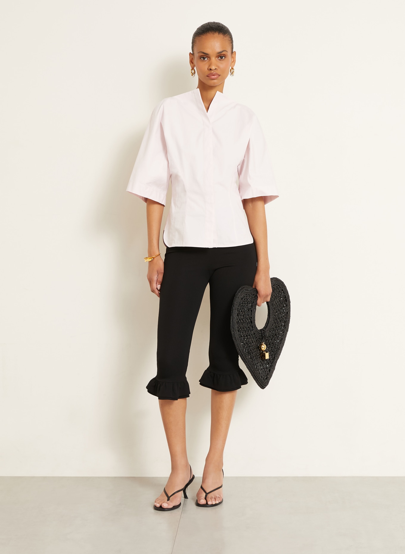 JACQUEMUS Geantă de mână LE SPIAGGIA COEUR: NEGRU / AUR
