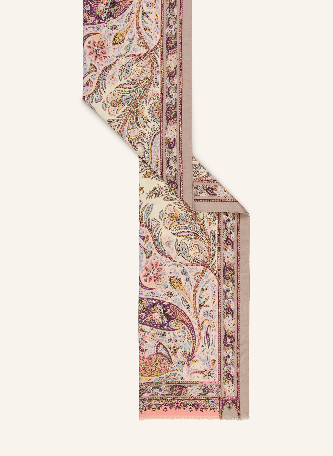 ETRO Sjaal met kasjmier en zijde: BEIGE / VIEUX ROSE / DONKERPAARS