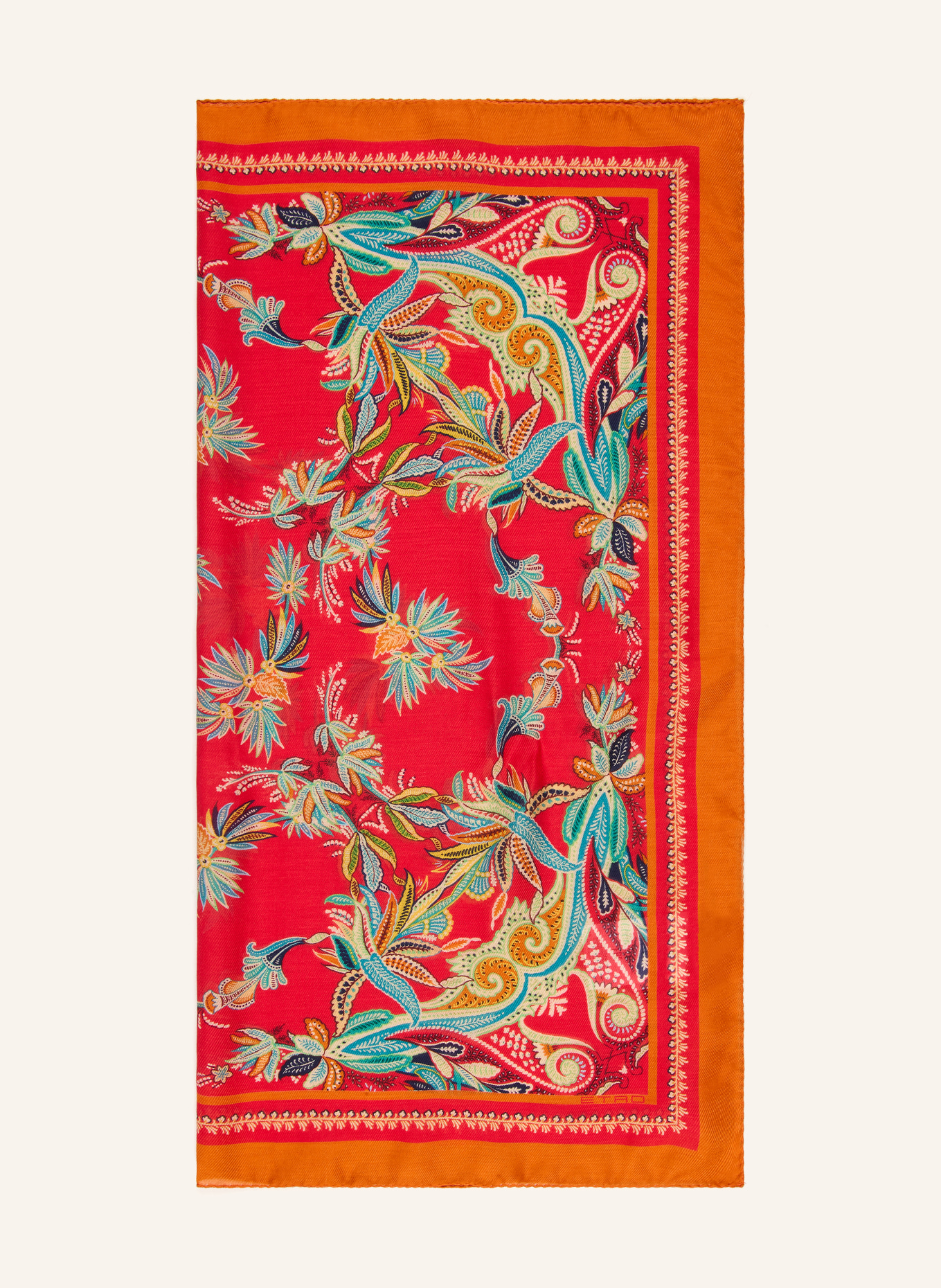 ETRO Halsdoek met zijde: ROOD / DONKERORANJE / GROEN