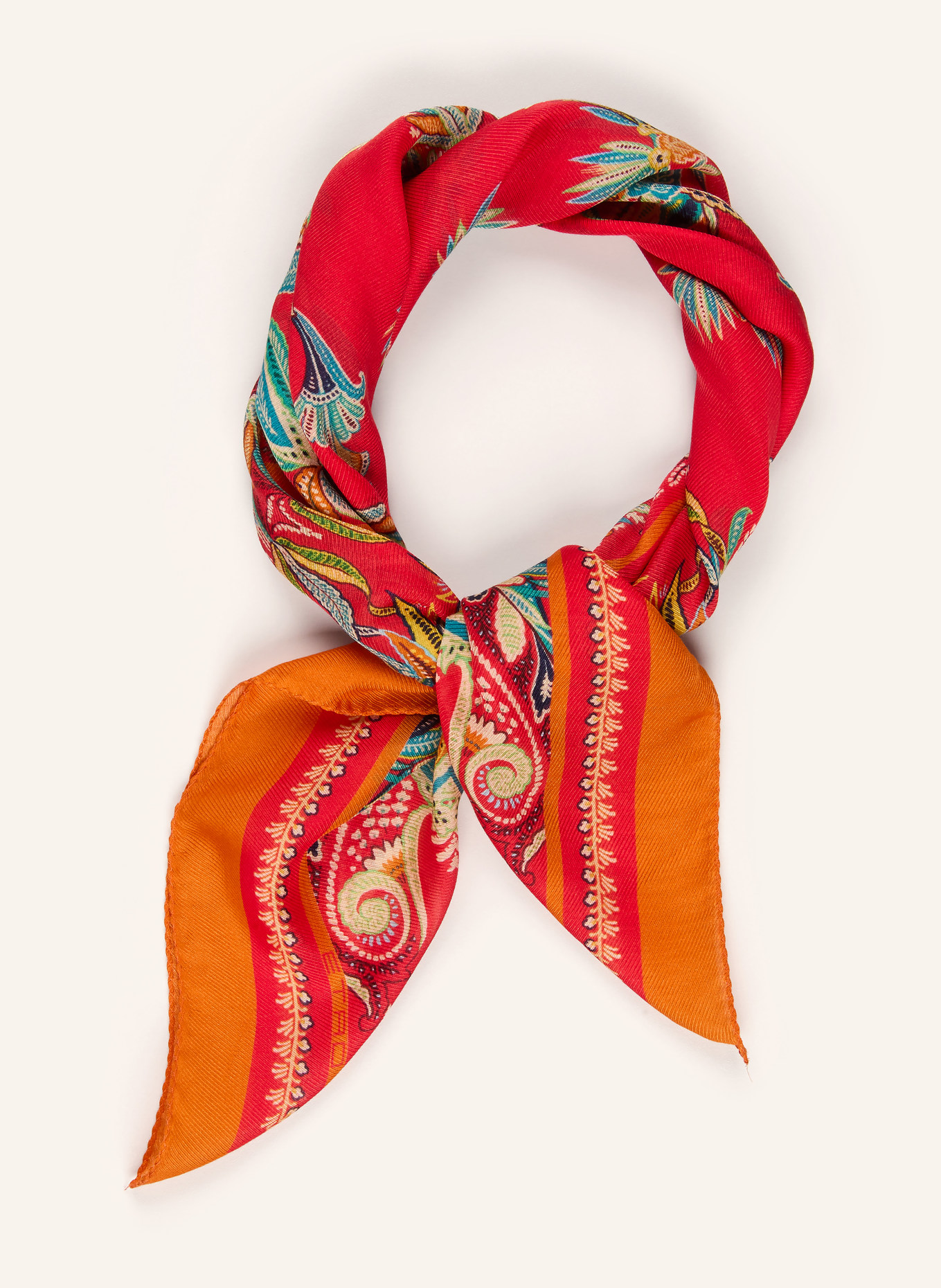 ETRO Halsdoek met zijde: ROOD / DONKERORANJE / GROEN
