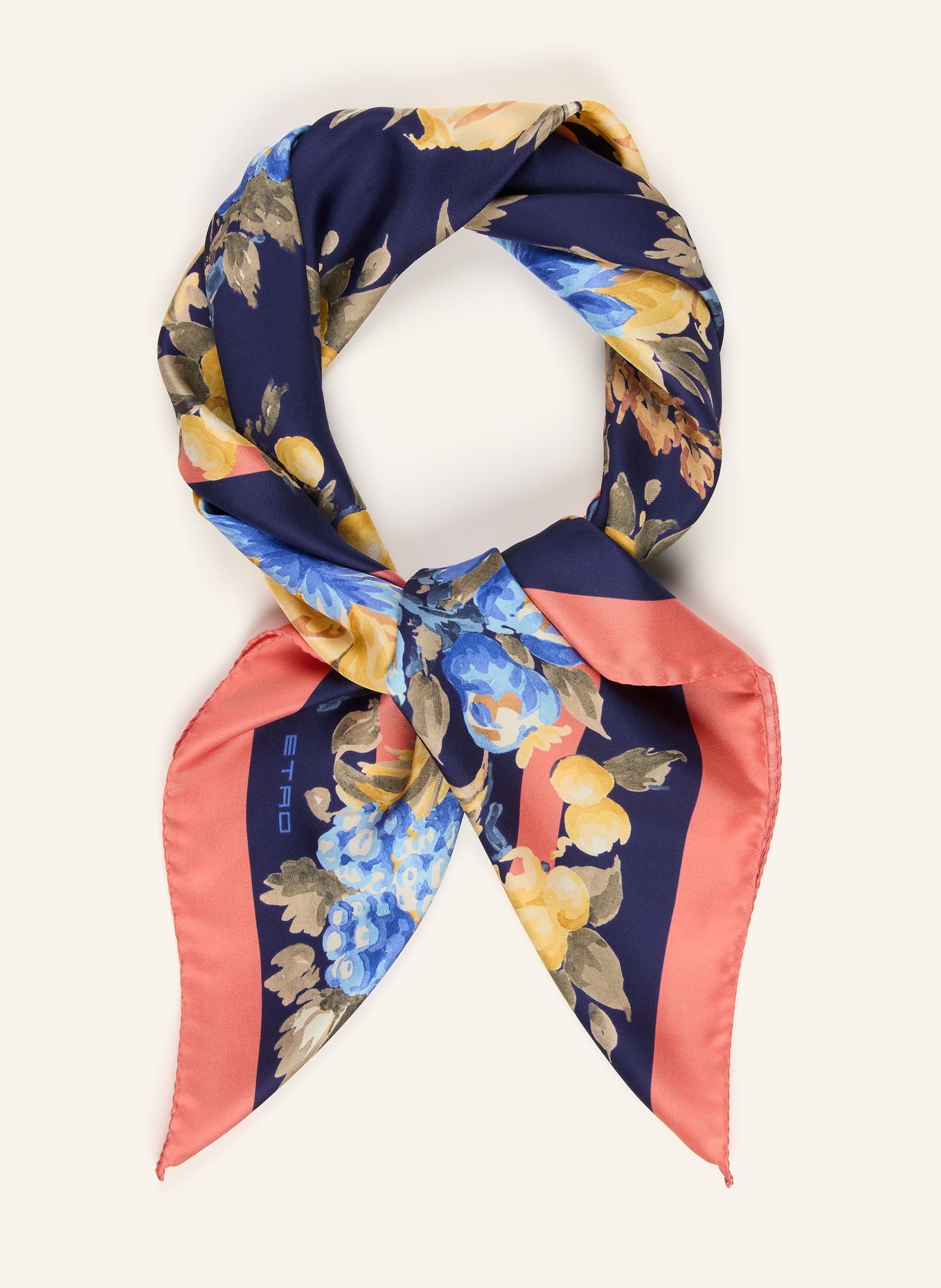 ETRO Silk scarf: DARK BLUE / LIGHT RED / DARK YELLOW