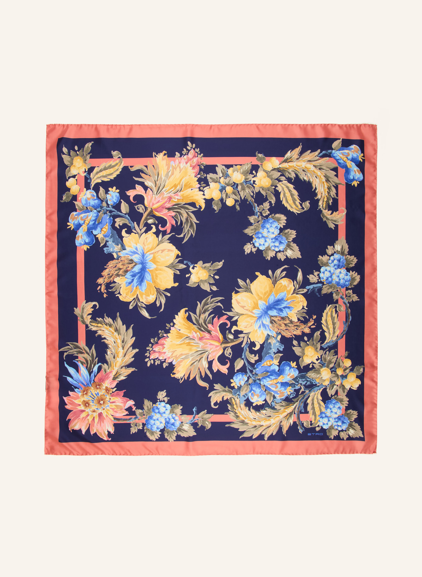 ETRO Silk scarf: DARK BLUE / LIGHT RED / DARK YELLOW