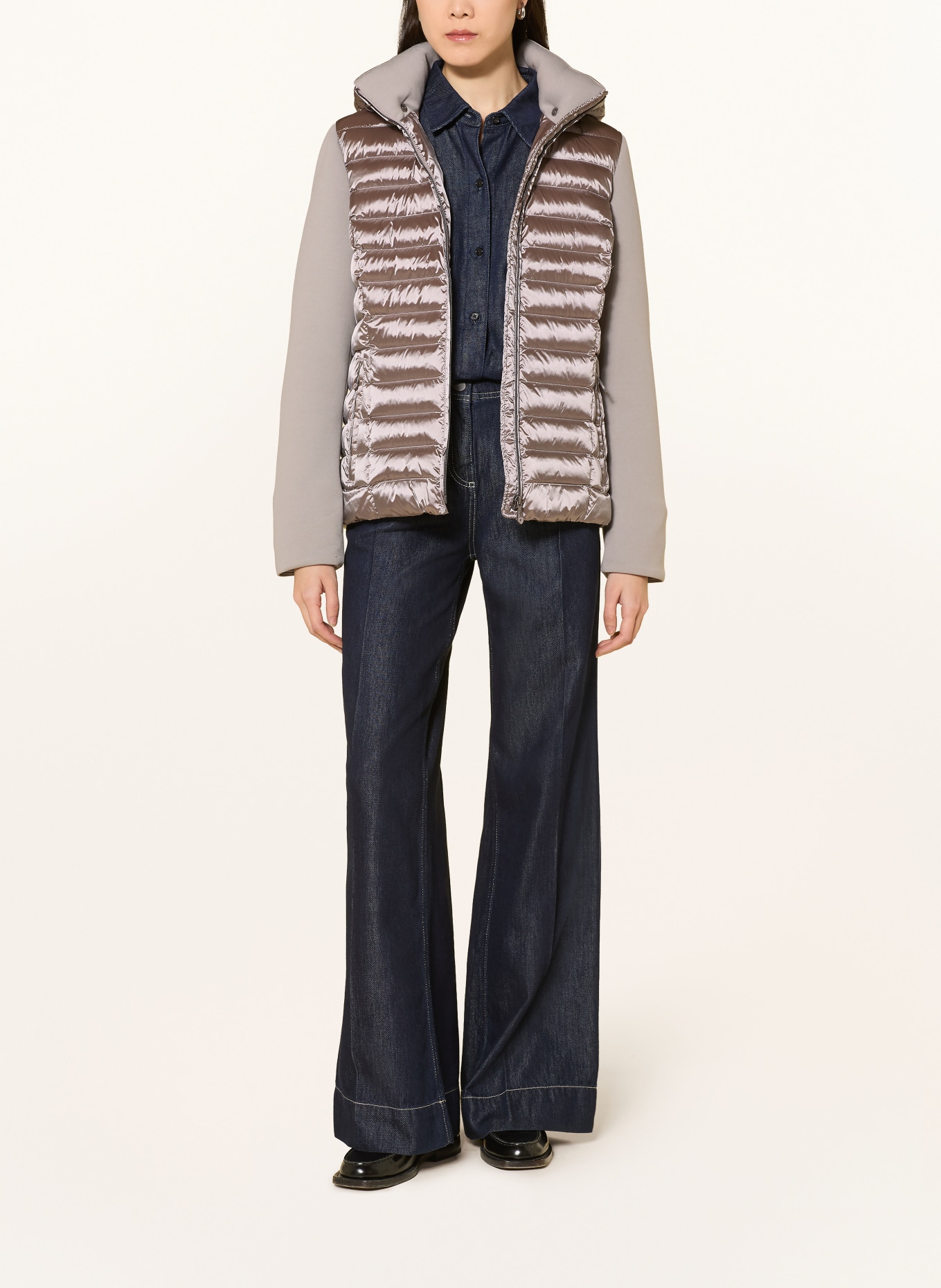 WELLENSTEYN Steppjacke ITALY COMBI ITALCO im Materialmix mit abnehmbarer Kapuze: TAUPE