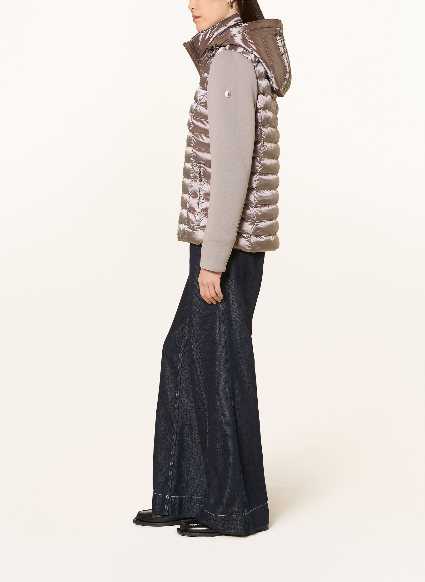 WELLENSTEYN Steppjacke ITALY COMBI ITALCO im Materialmix mit abnehmbarer Kapuze: TAUPE