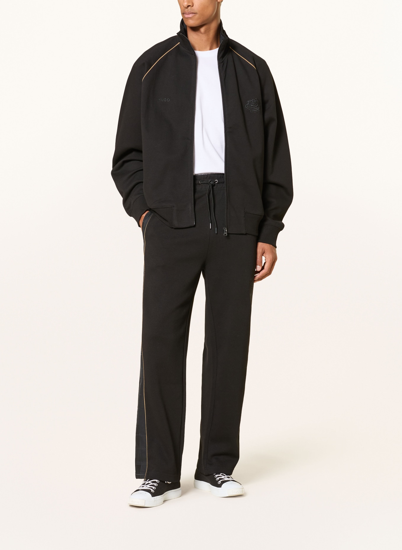 HUGO Trackpants DISLANO: ZWART / CAMEL