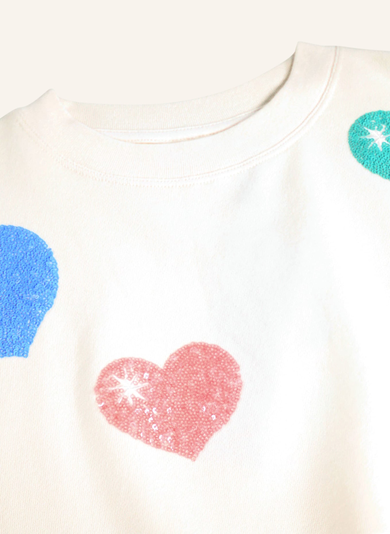 molo Sweatshirt à paillettes: ÉCRU / VERT / BLEU