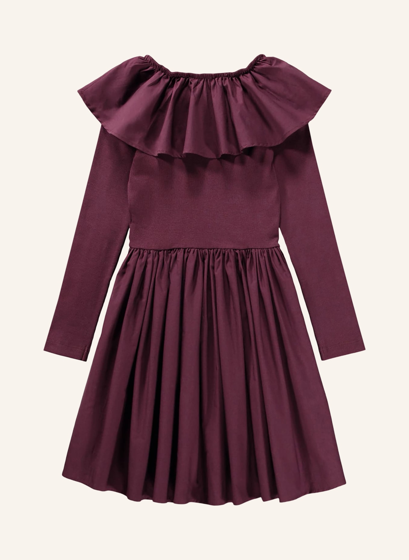 molo Dress with ruffles in a mix of fabrics: DARK RED