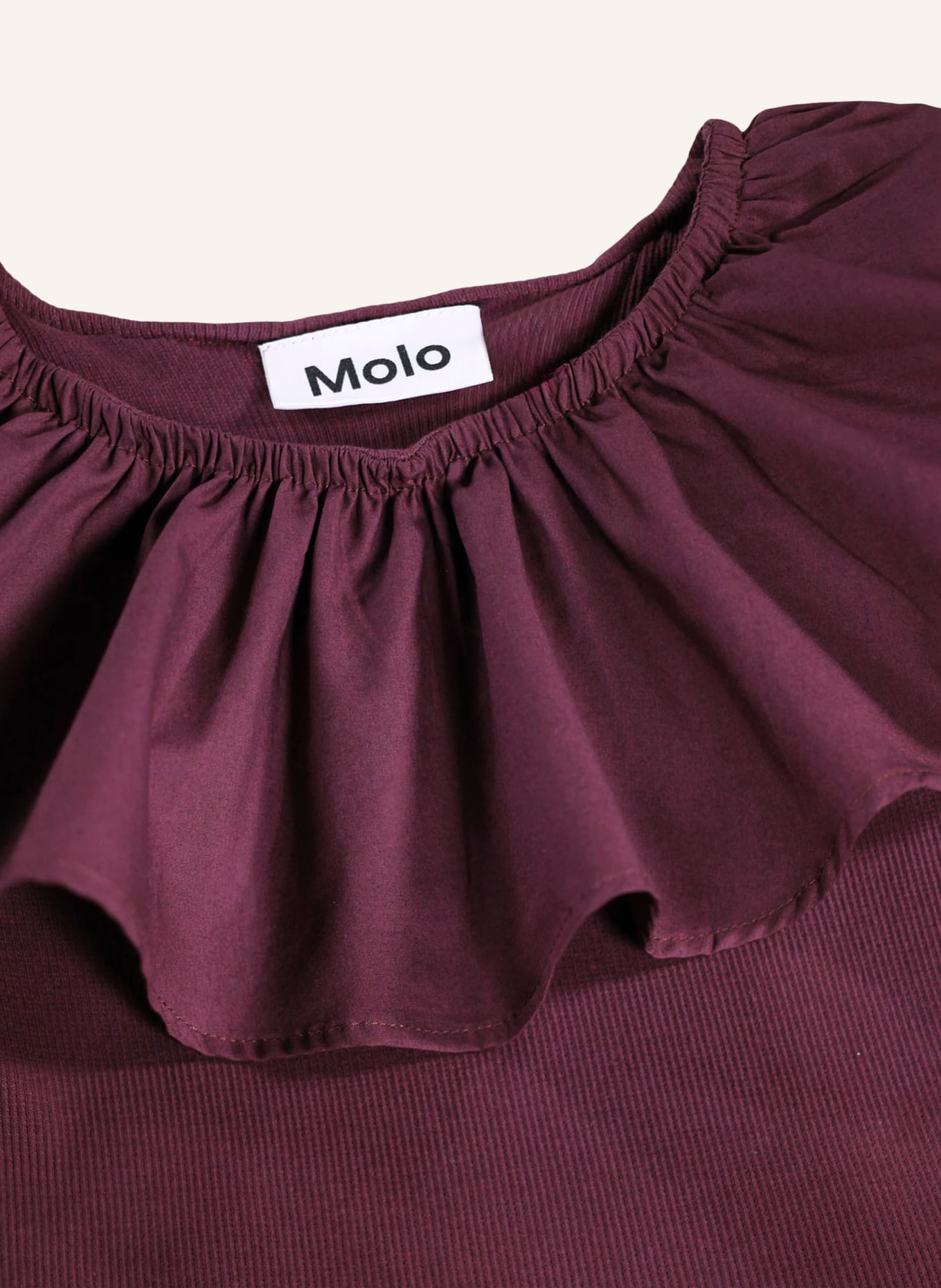 molo Dress with ruffles in a mix of fabrics: DARK RED