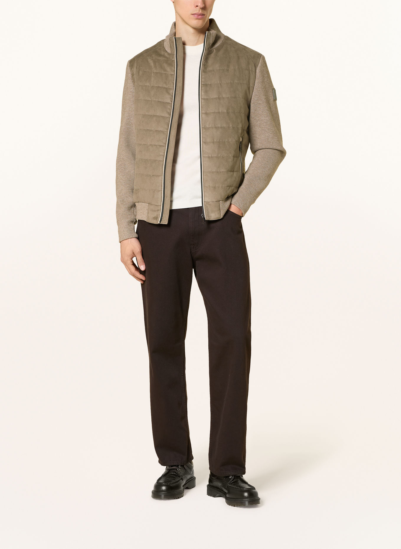 MILESTONE Blouson MSSTANLEY im Materialmix: TAUPE / BEIGE