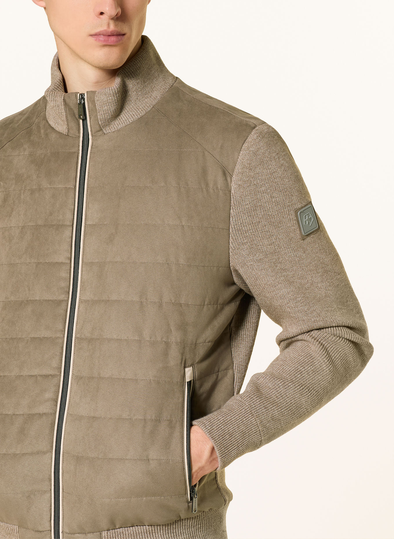 MILESTONE Blouson MSSTANLEY im Materialmix: TAUPE / BEIGE
