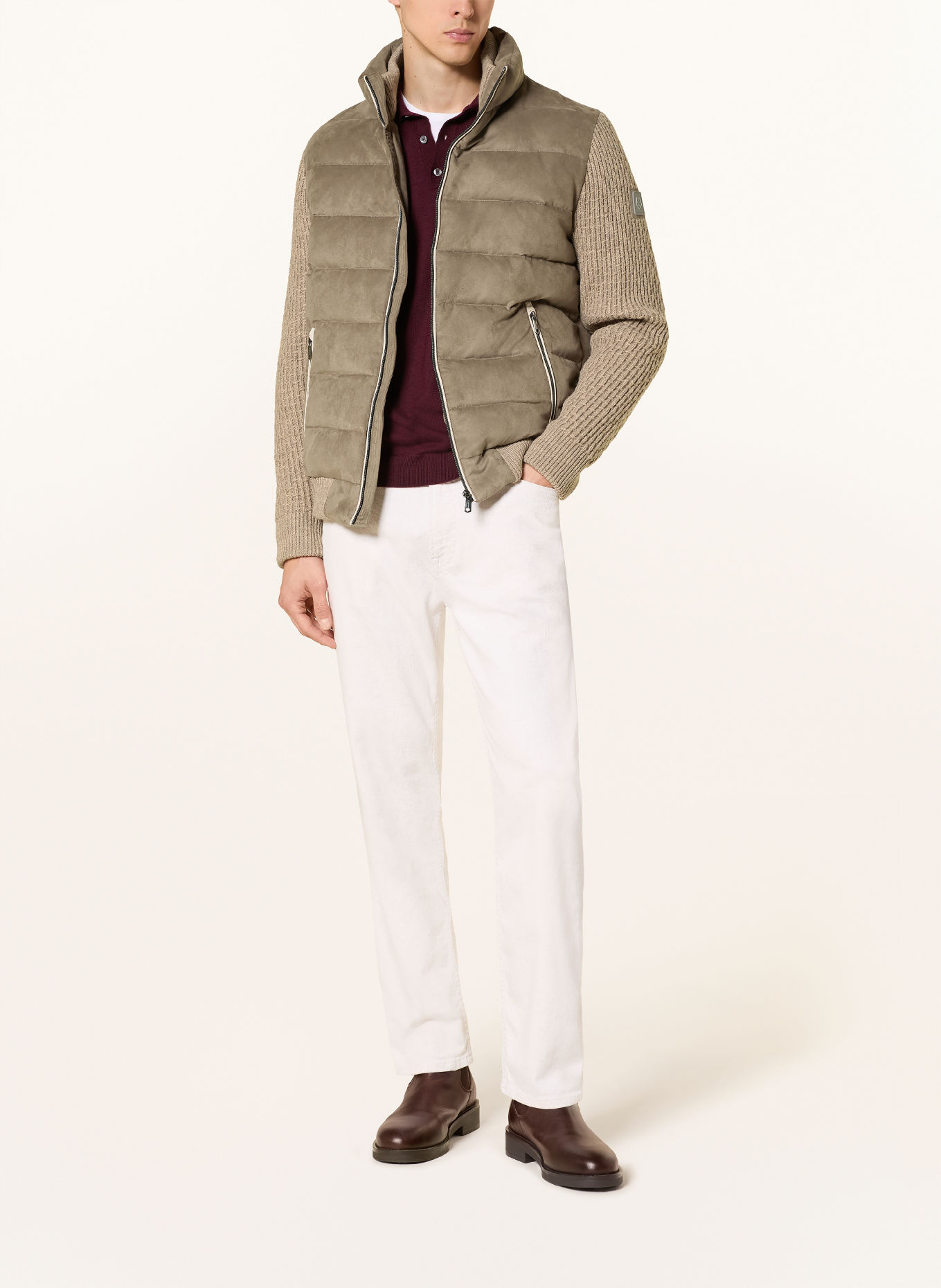 MILESTONE Blouson MSDEAN im Materialmix: TAUPE / BEIGE / ECRU