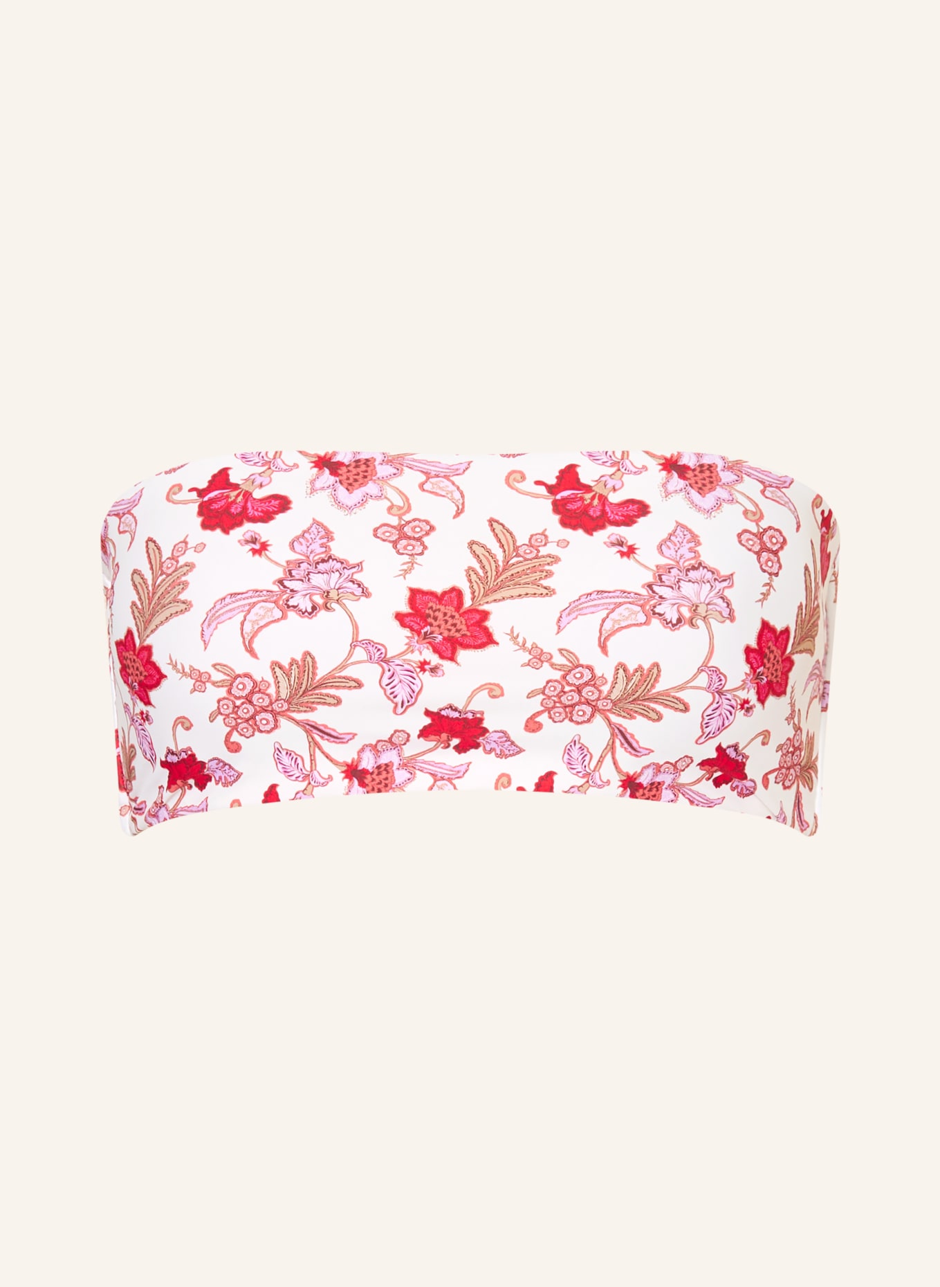 SEAFOLLY SUMMER CHINTZ Bandeau bikini top: ECRU / LIGHT PURPLE / PINK