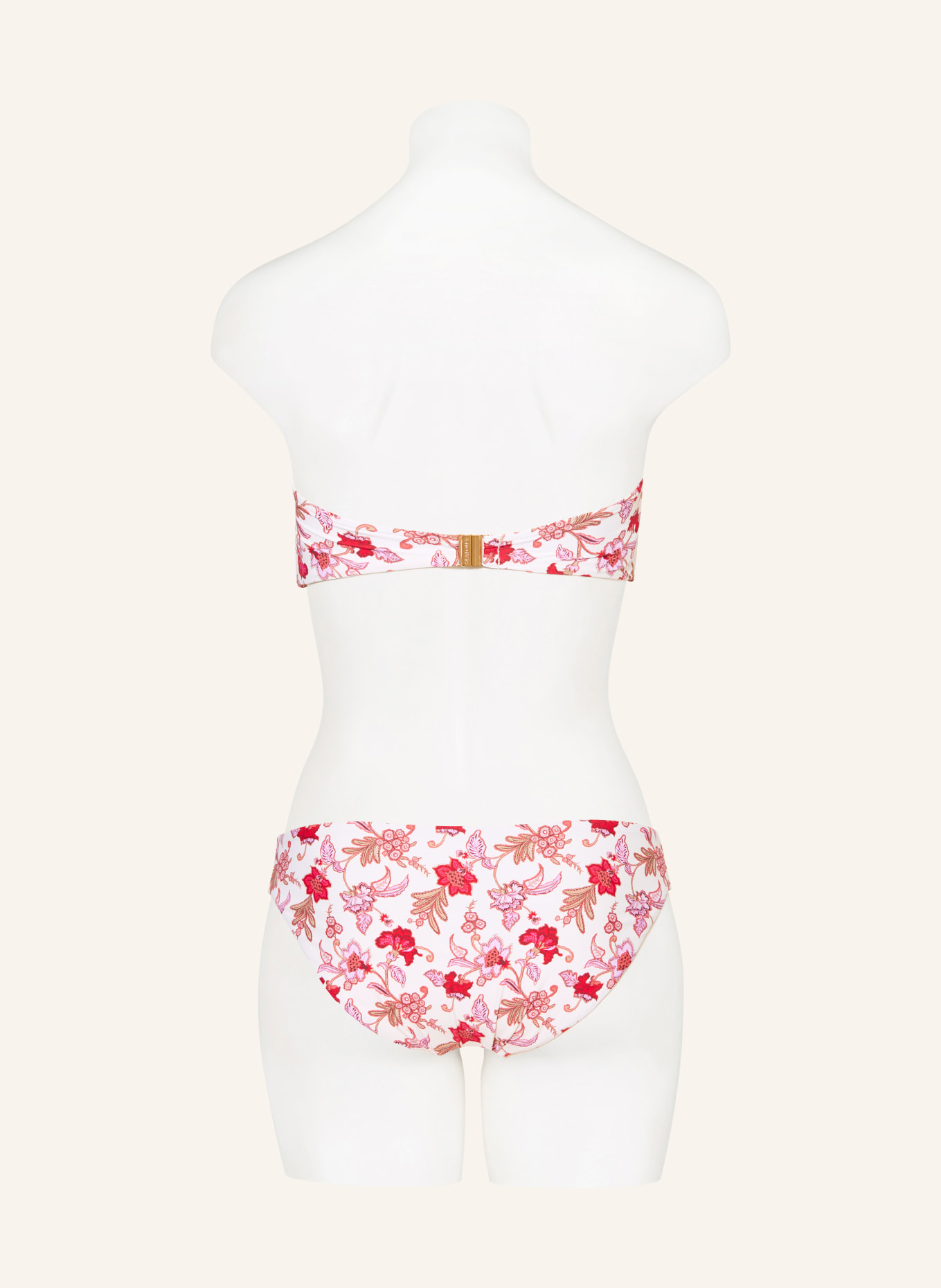 SEAFOLLY SUMMER CHINTZ Bandeau bikini top: ECRU / LIGHT PURPLE / PINK