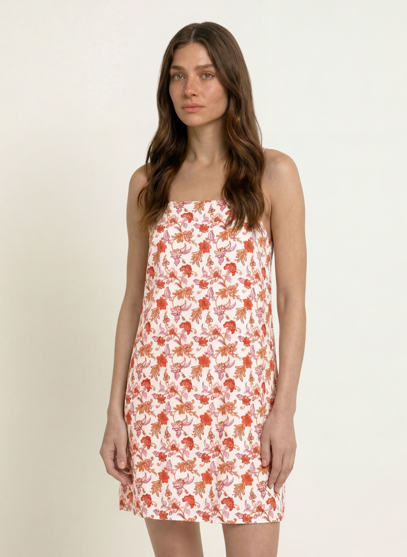 SEAFOLLY Linen beach dress: ECRU / PINK / RED