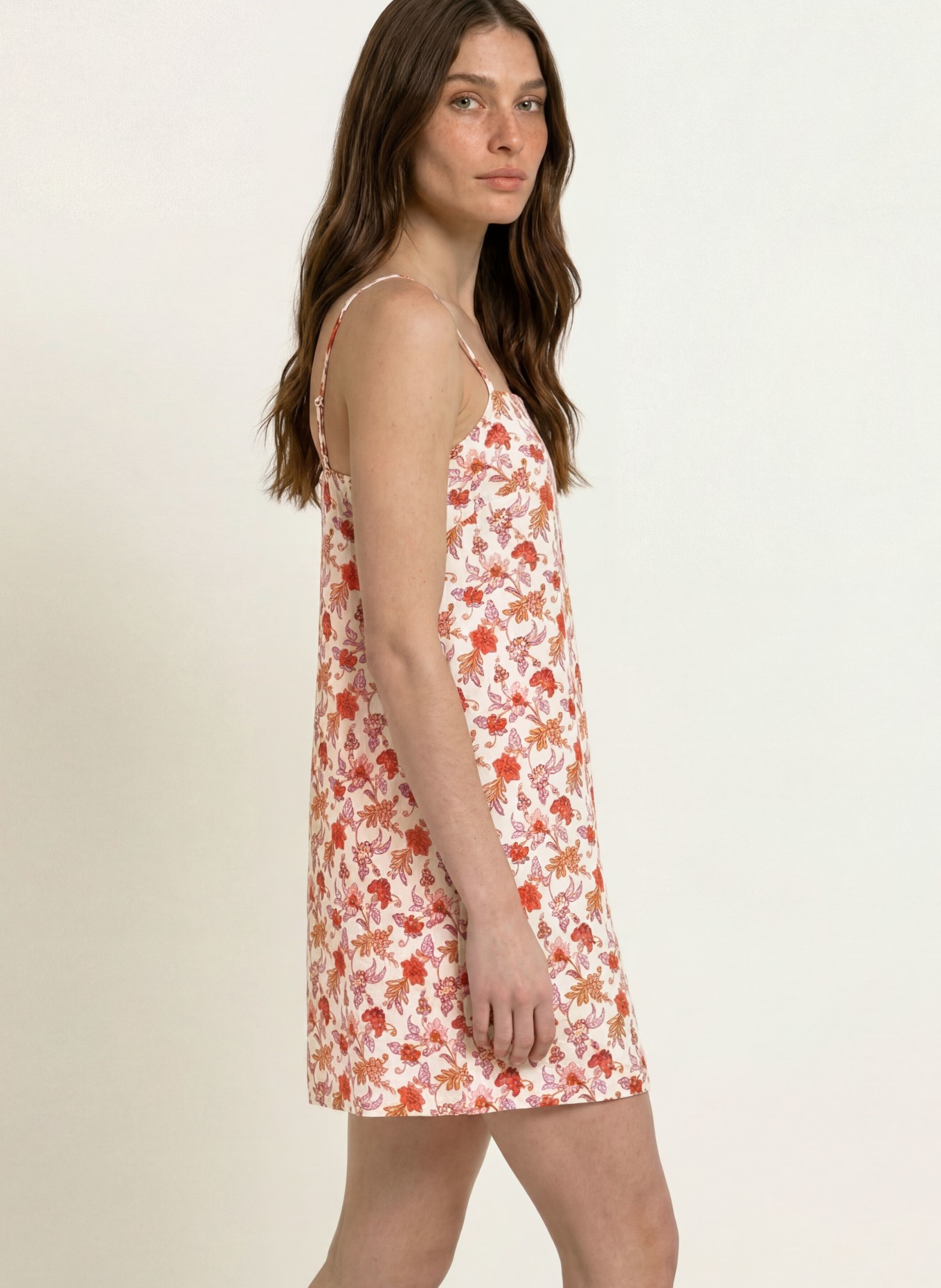 SEAFOLLY Linen beach dress: ECRU / PINK / RED