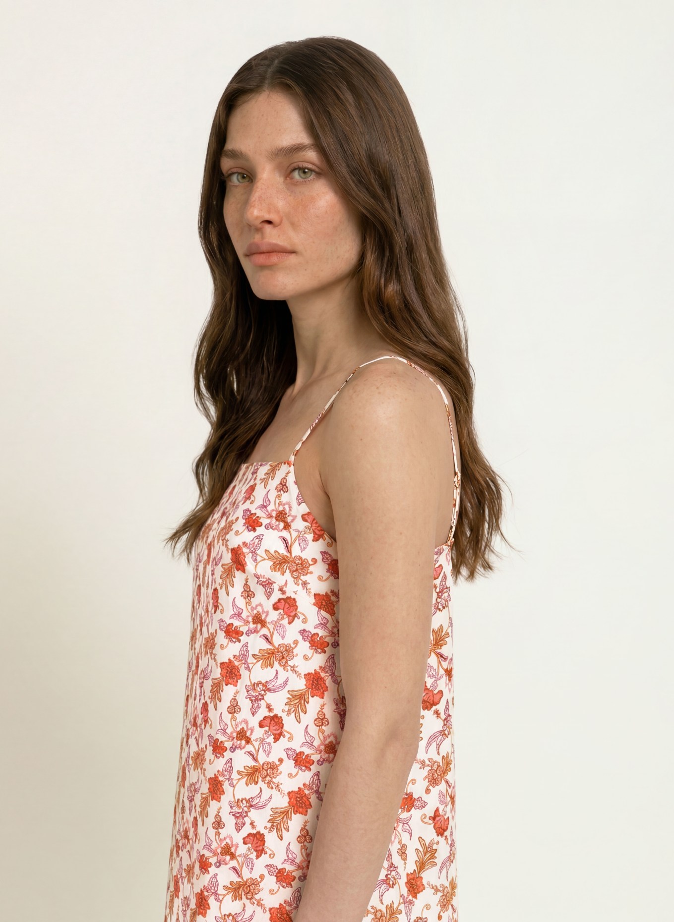 SEAFOLLY Linen beach dress: ECRU / PINK / RED