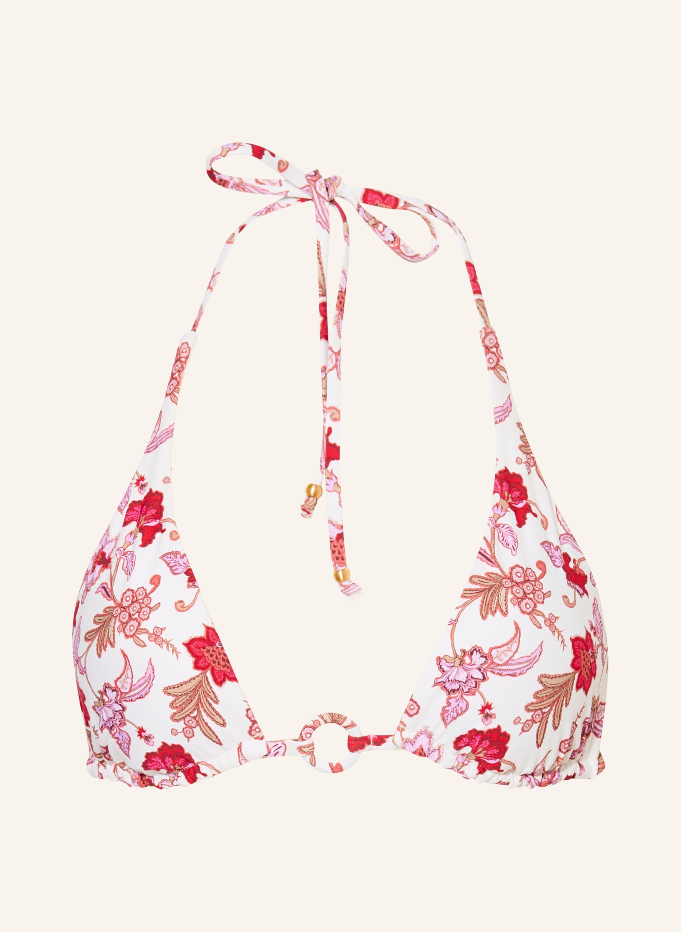 SEAFOLLY SUMMER CHINTZ Triangle bikini top: ECRU / LIGHT PURPLE / PINK