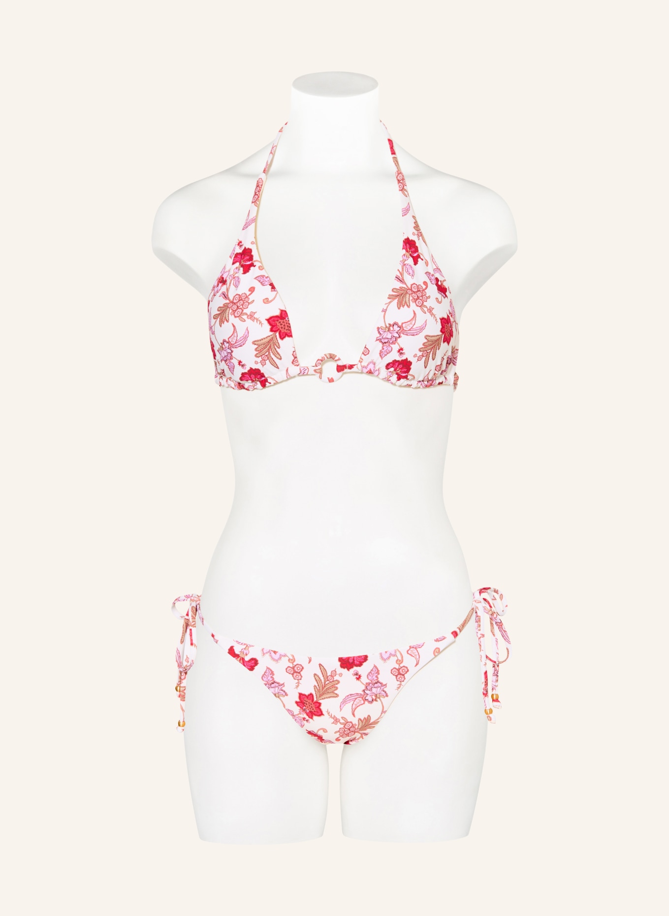 SEAFOLLY SUMMER CHINTZ Triangle bikini top: ECRU / LIGHT PURPLE / PINK