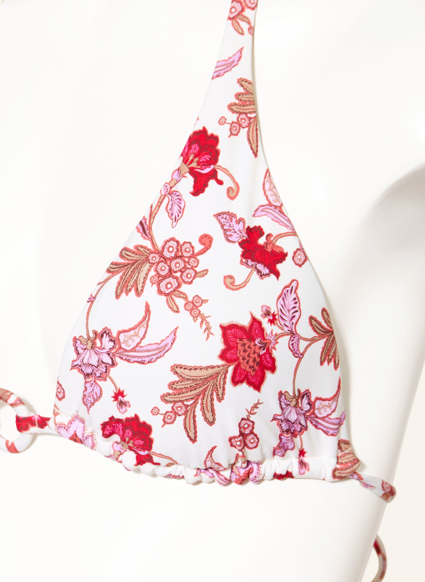SEAFOLLY SUMMER CHINTZ Triangle bikini top: ECRU / LIGHT PURPLE / PINK