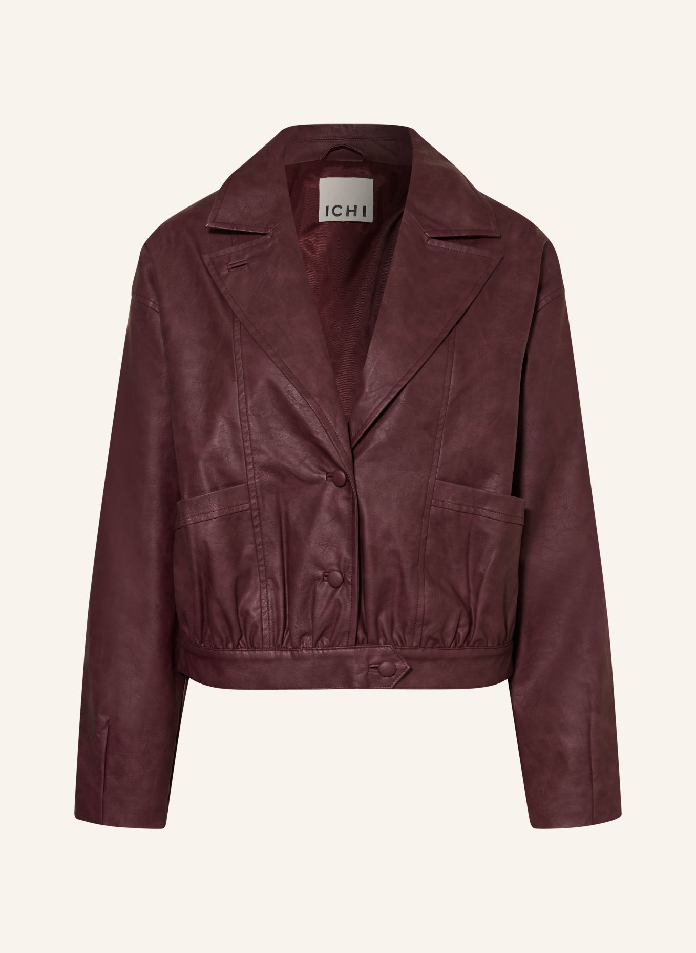 ICHI IHKANIRA leather-look bomber jacket: DARK RED