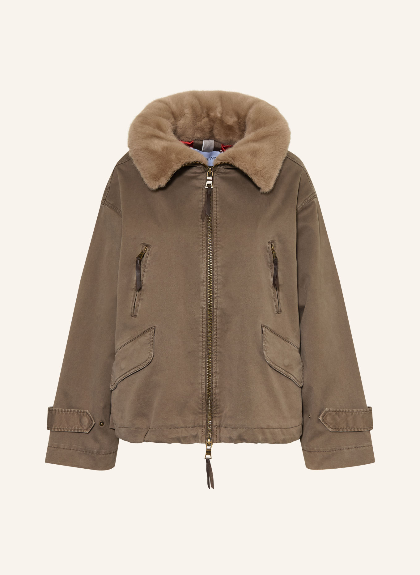BLONDE No.8 Jas TYRA II met imitatiebont: TAUPE