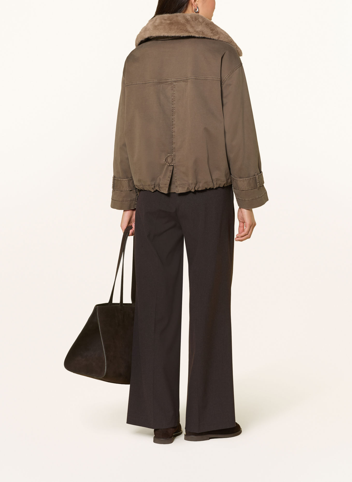 BLONDE No.8 Jas TYRA II met imitatiebont: TAUPE