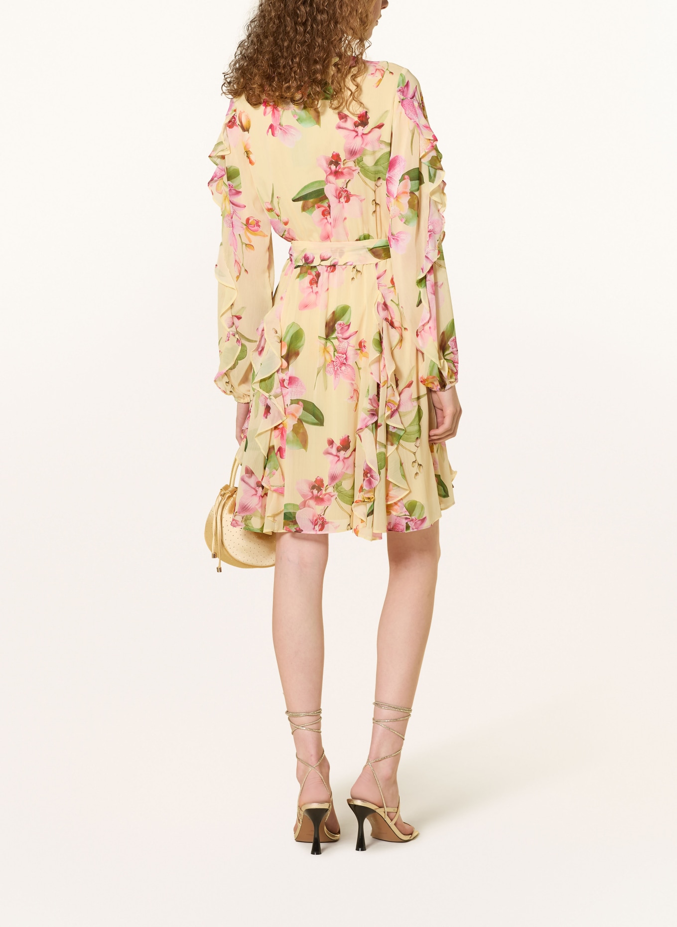 V by Vera Mont Cocktailkleid mit Volants: HELLGELB / PINK / GRÜN
