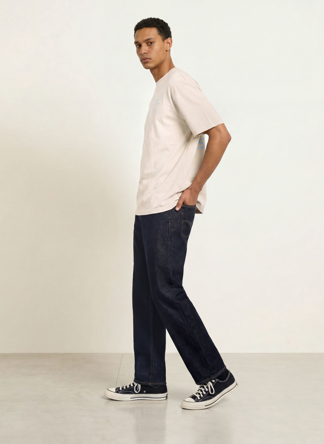 PEGADOR Oversized Shirt PEDROCHE: BEIGE / LIGHT BLUE
