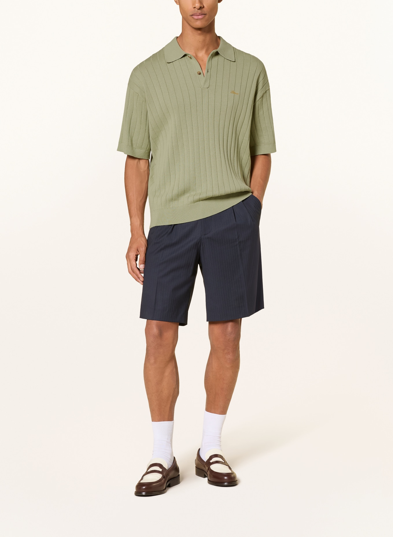 BLKVIS Strick-Poloshirt: OLIV