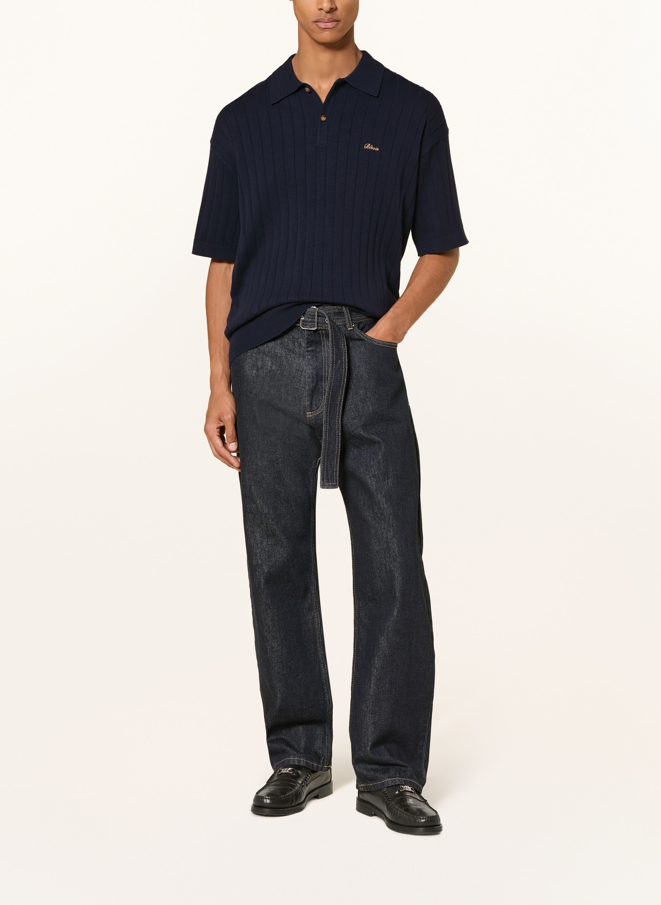 BLKVIS Strick-Poloshirt: DUNKELBLAU