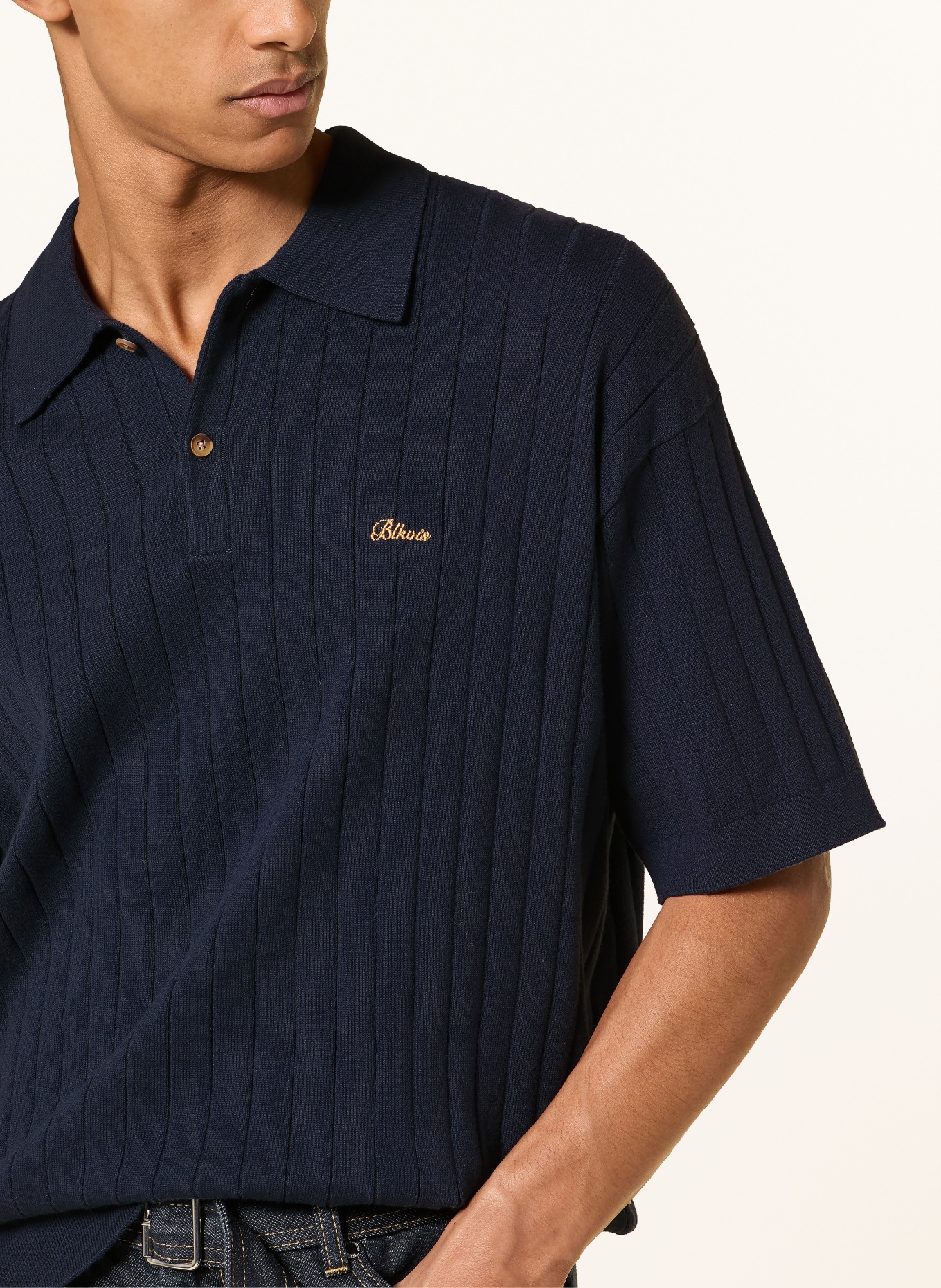 BLKVIS Strick-Poloshirt: DUNKELBLAU