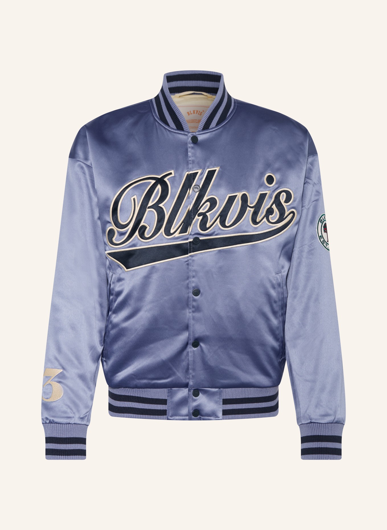 BLKVIS College-Jacke aus Satin: HELLBLAU / ECRU / DUNKELBLAU