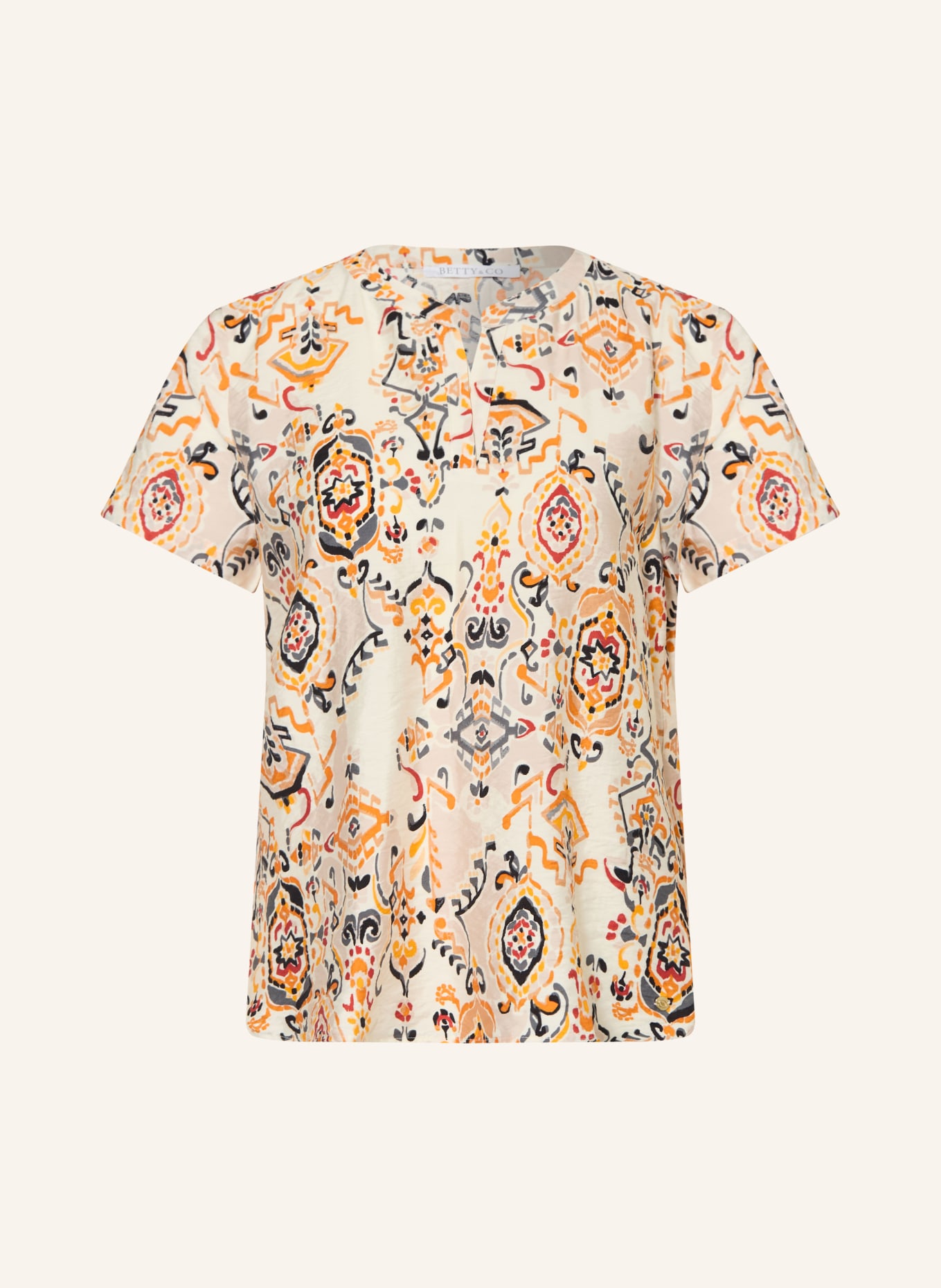BETTY&CO Blusenshirt: ECRU / ORANGE / SCHWARZ