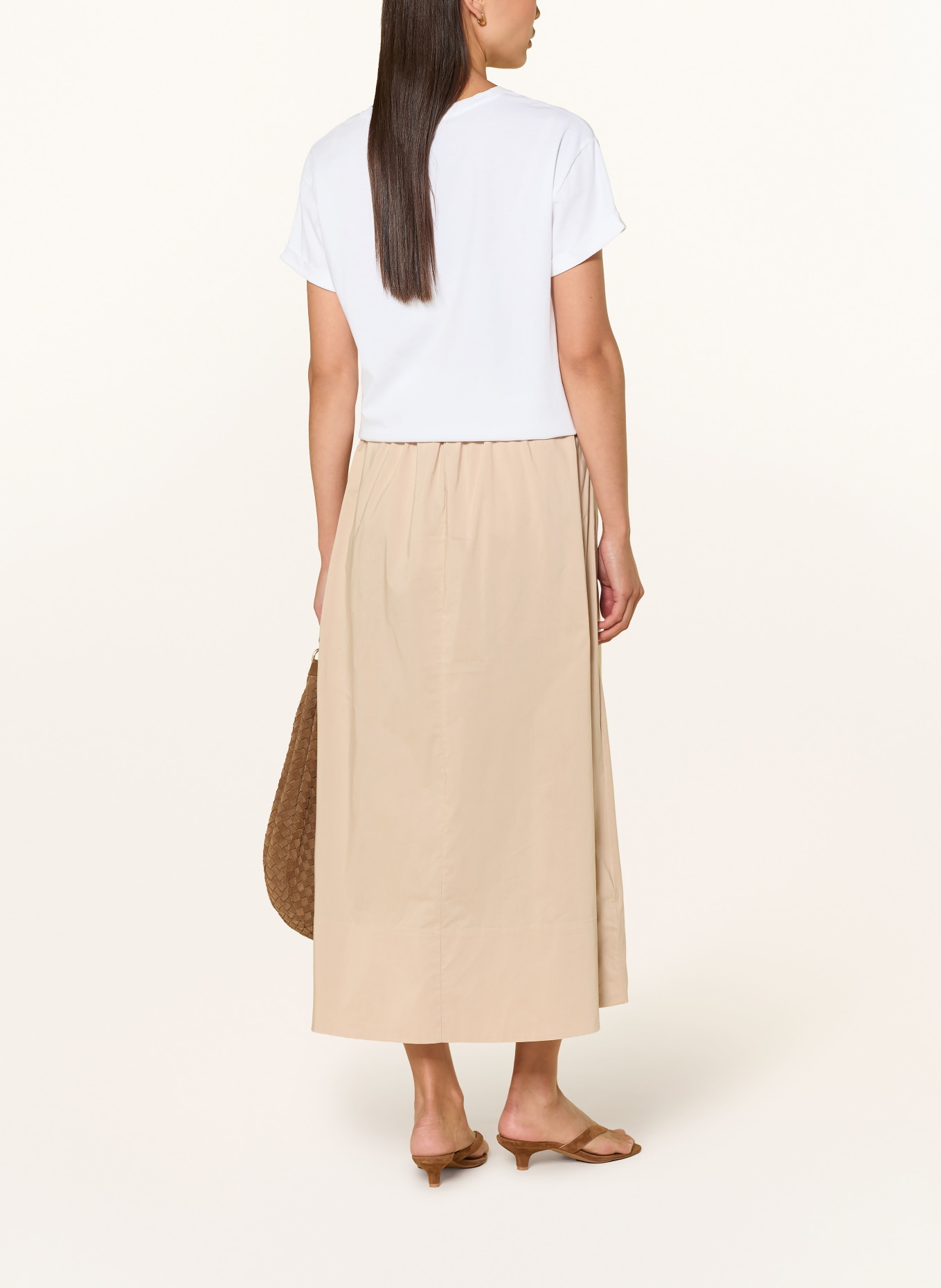 BETTY&CO T-Shirt mit Pailletten: WEISS / BEIGE
