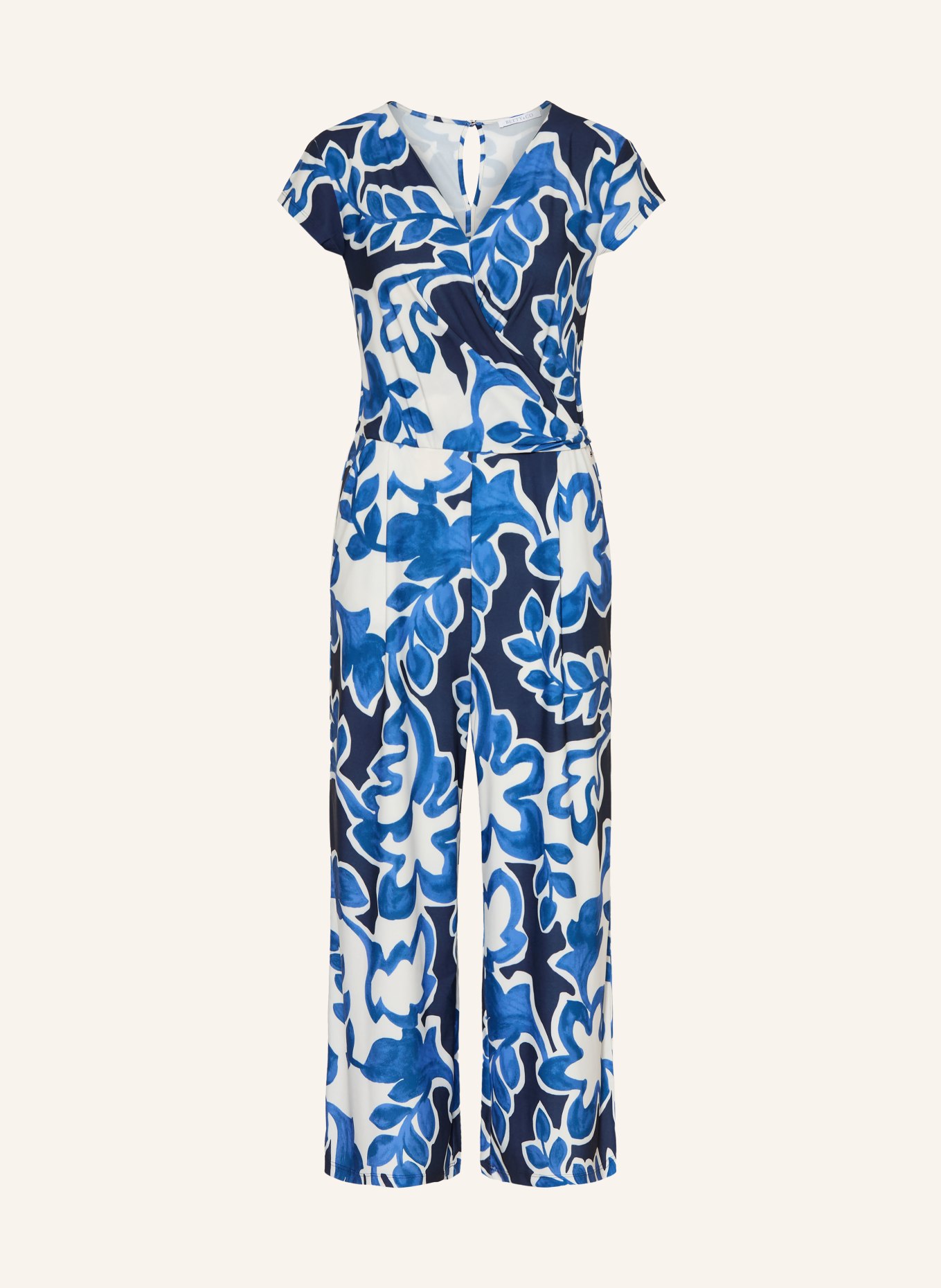 BETTY&CO Wrap-style jumpsuit: WHITE / DARK BLUE / BLUE