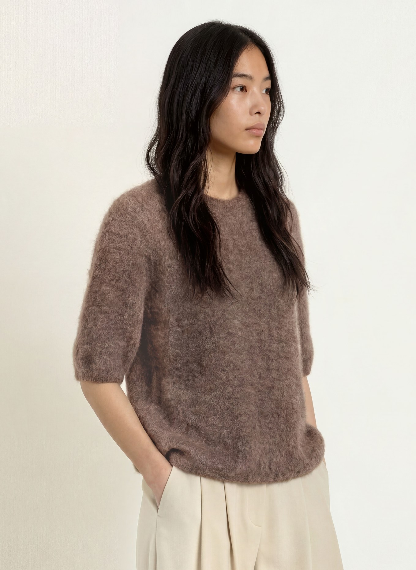 GESTUZ Gebreid shirt GZDEBBIE met mohair: BRUIN