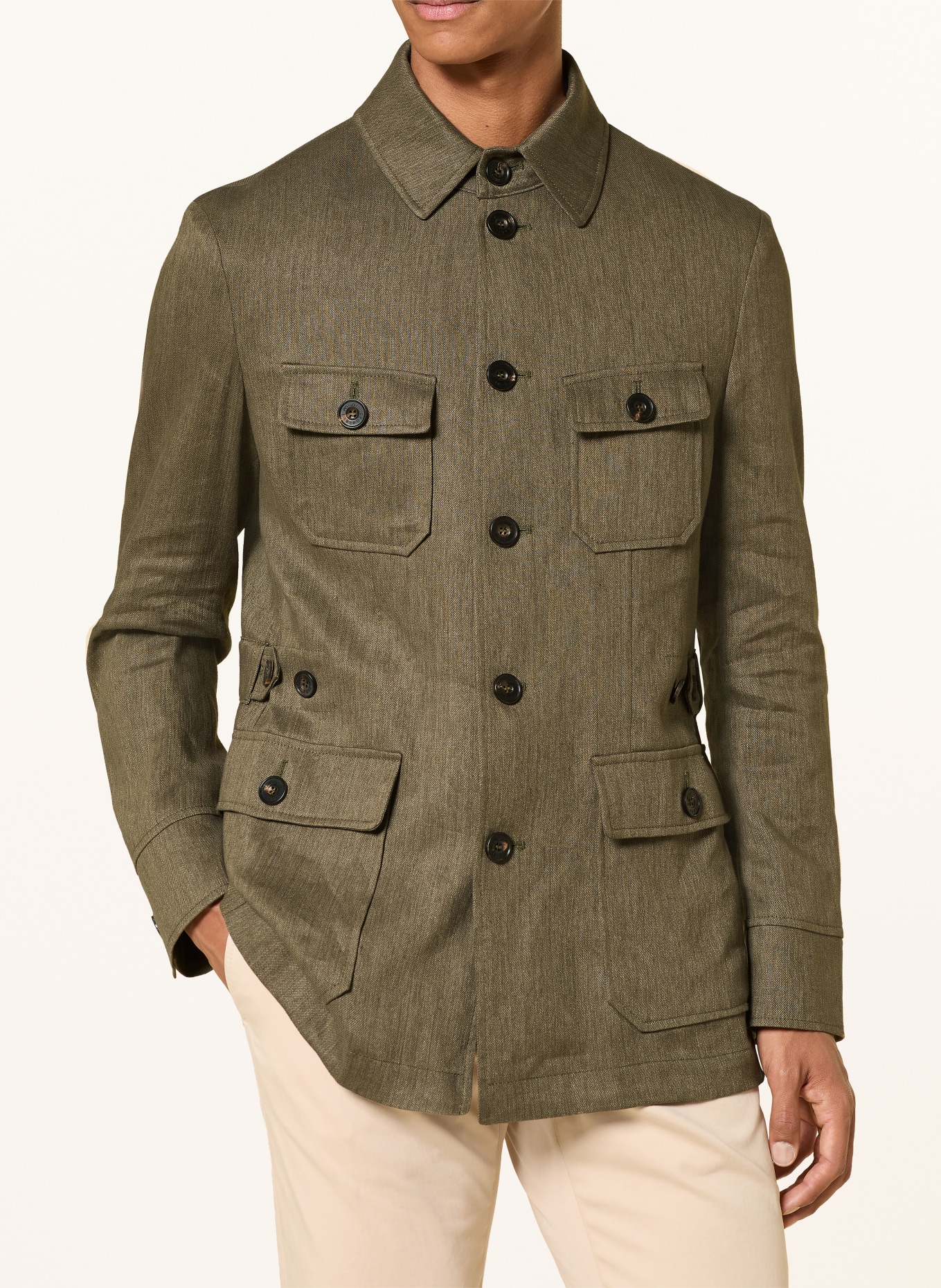 HABSBURG Overshirt FREISTRITZ mit Leinen: OLIV