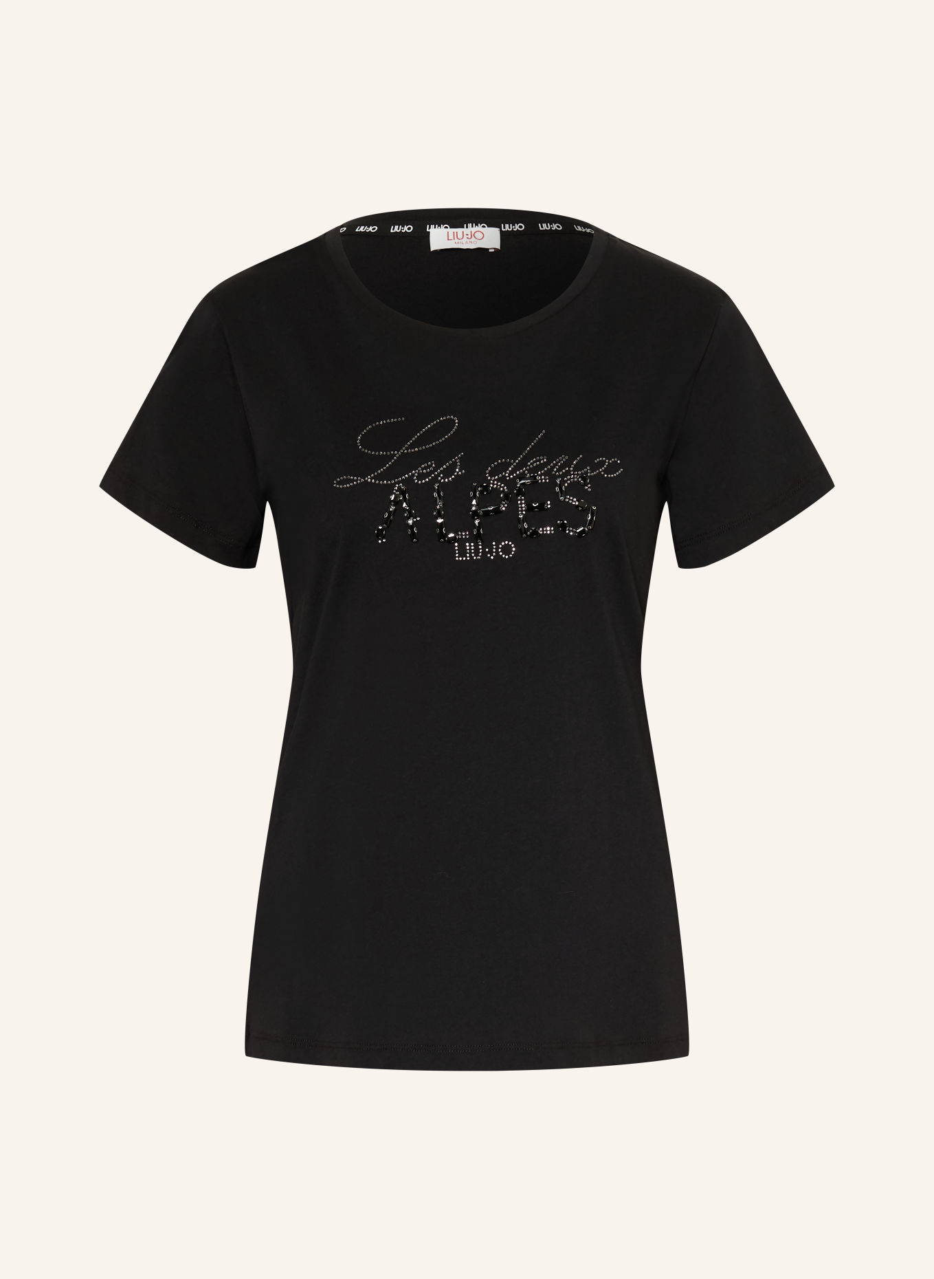 LIU JO T-shirt with rhinestones: BLACK