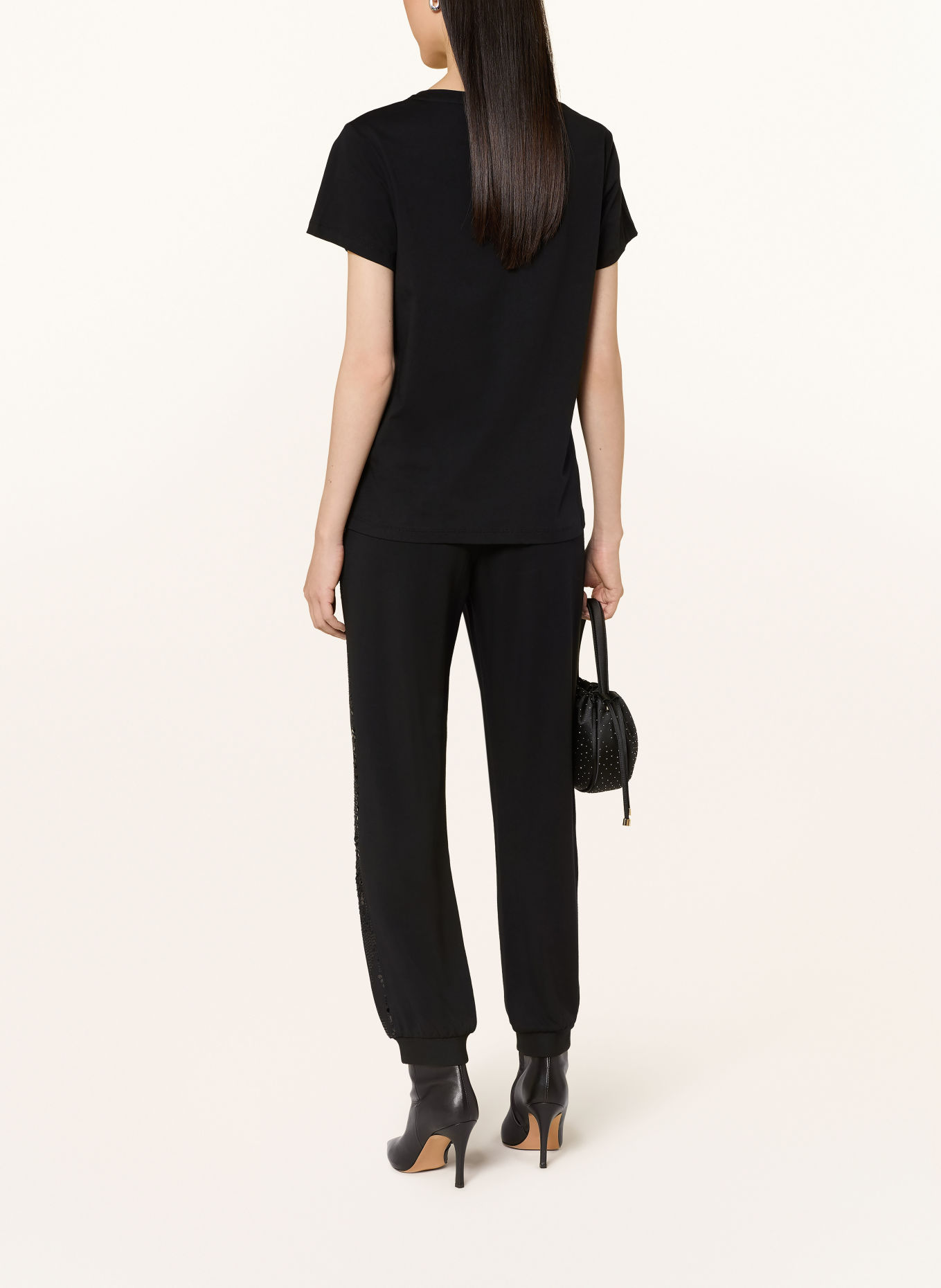 LIU JO T-shirt with rhinestones: BLACK