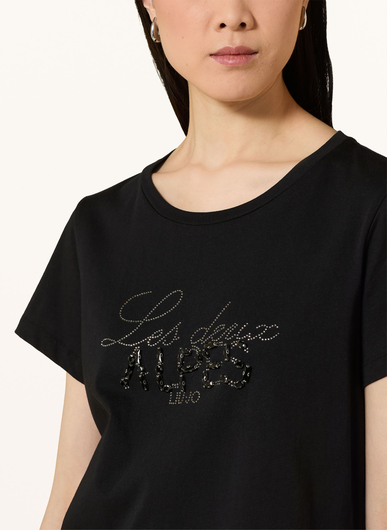 LIU JO T-shirt with rhinestones: BLACK