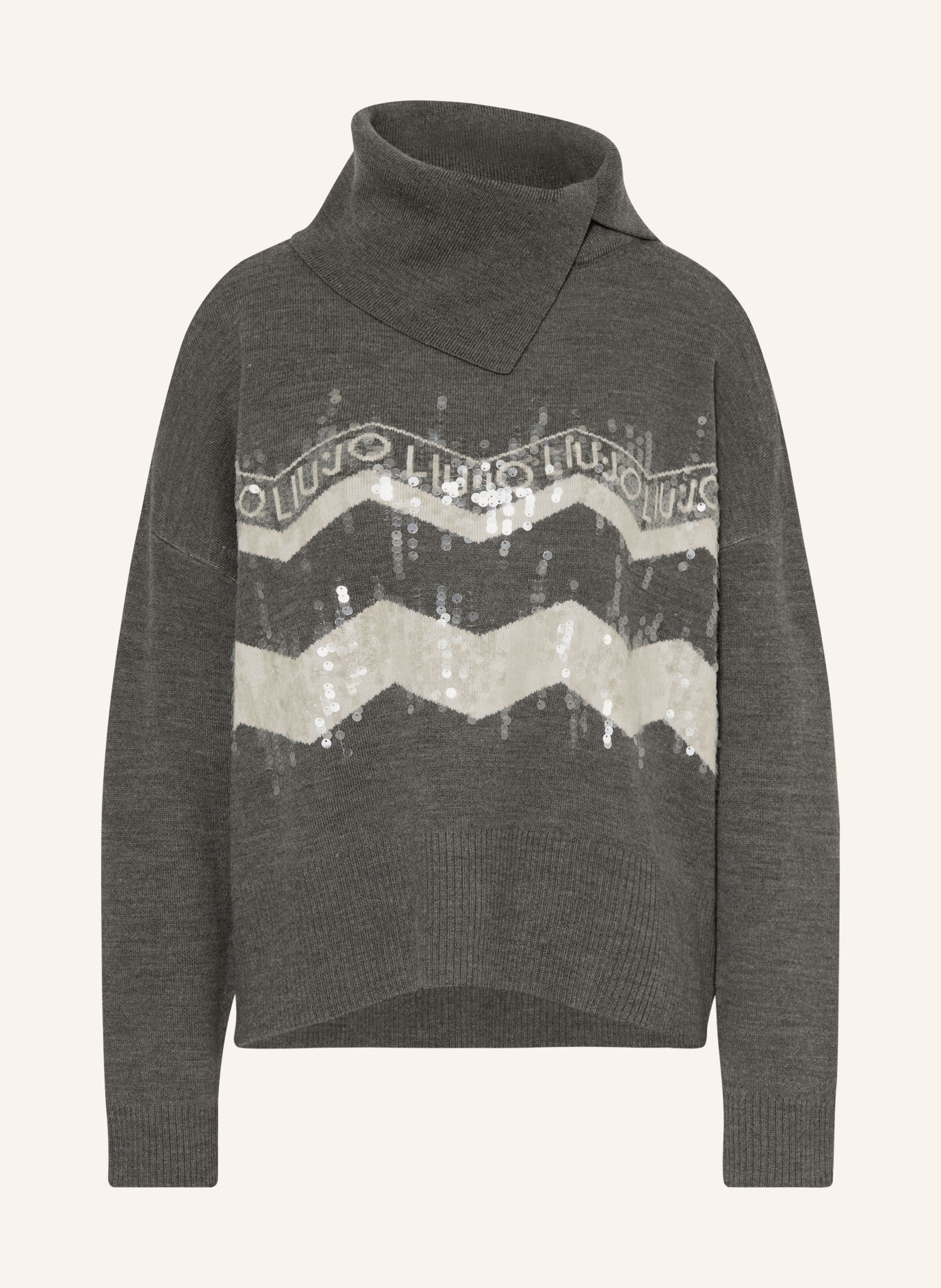 LIU JO Sequin sweater: DARK GRAY / WHITE