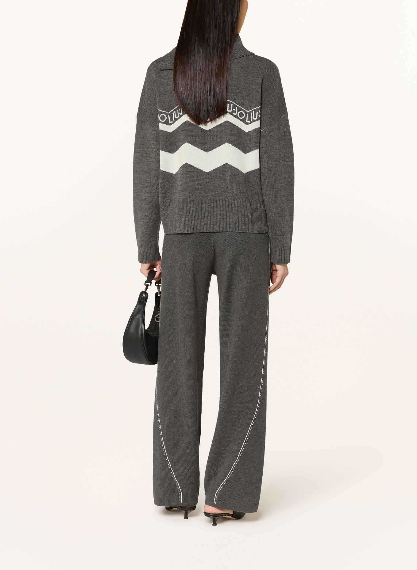 LIU JO Sequin sweater: DARK GRAY / WHITE