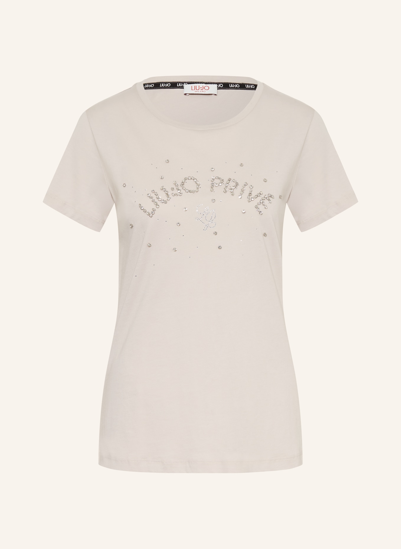 LIU JO T-Shirt mit Schmucksteinen: HELLGRAU