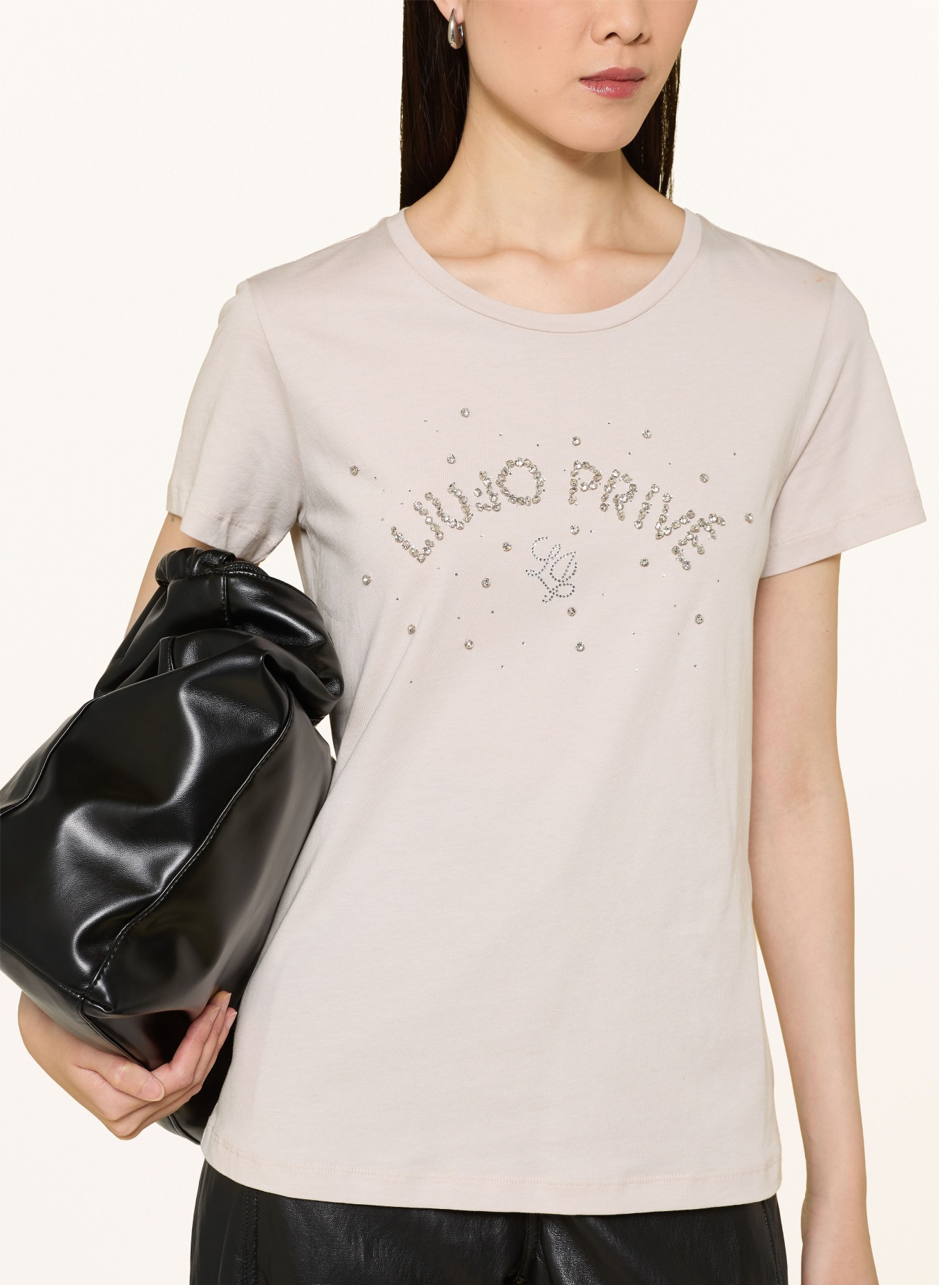 LIU JO T-Shirt mit Schmucksteinen: HELLGRAU
